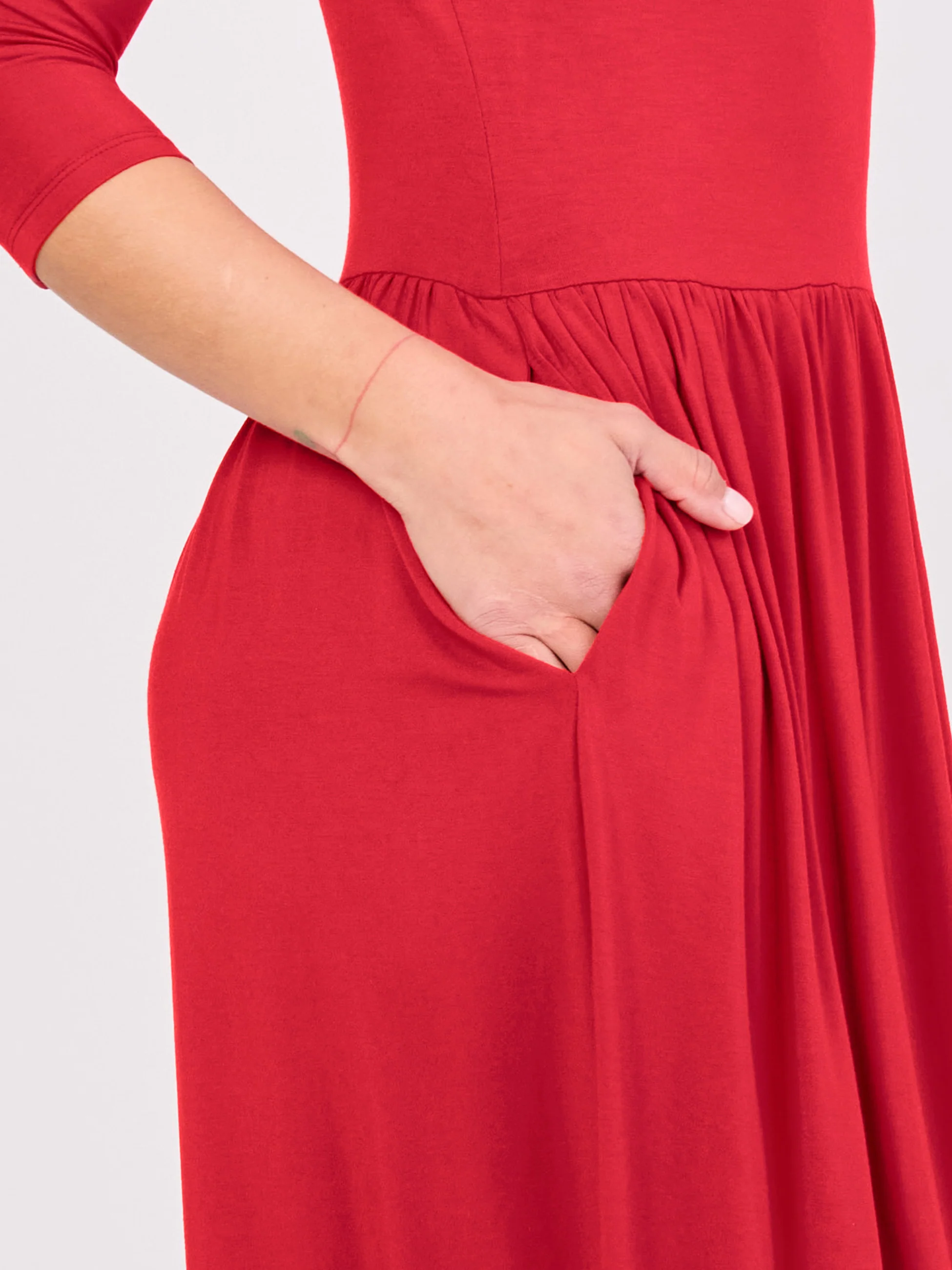 7/8 Sleeve Essential Maxi Dress - Cherry - Image 6