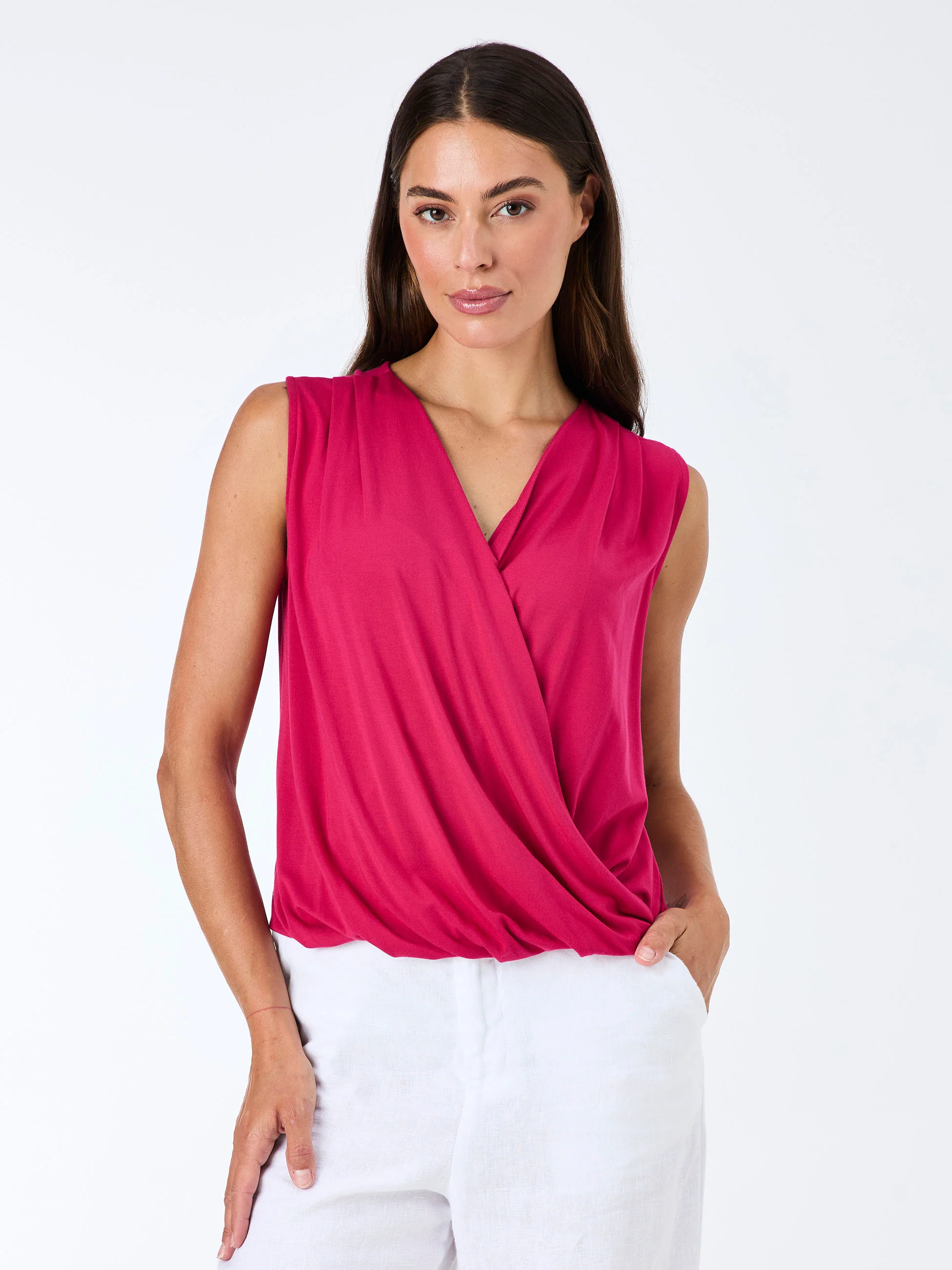 Athena Drape Top - Cerise - Image 3