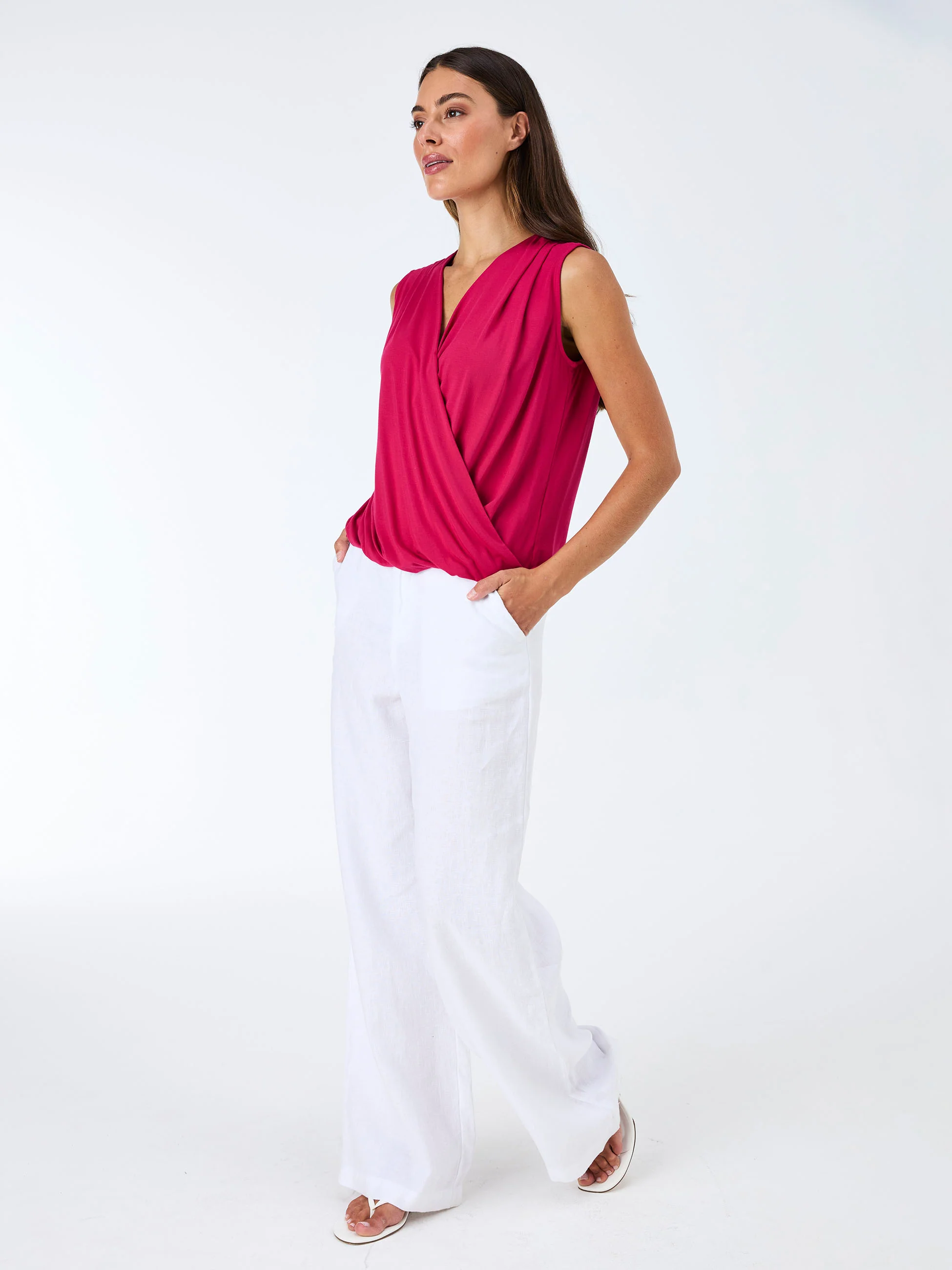 Athena Drape Top - Cerise - Image 5