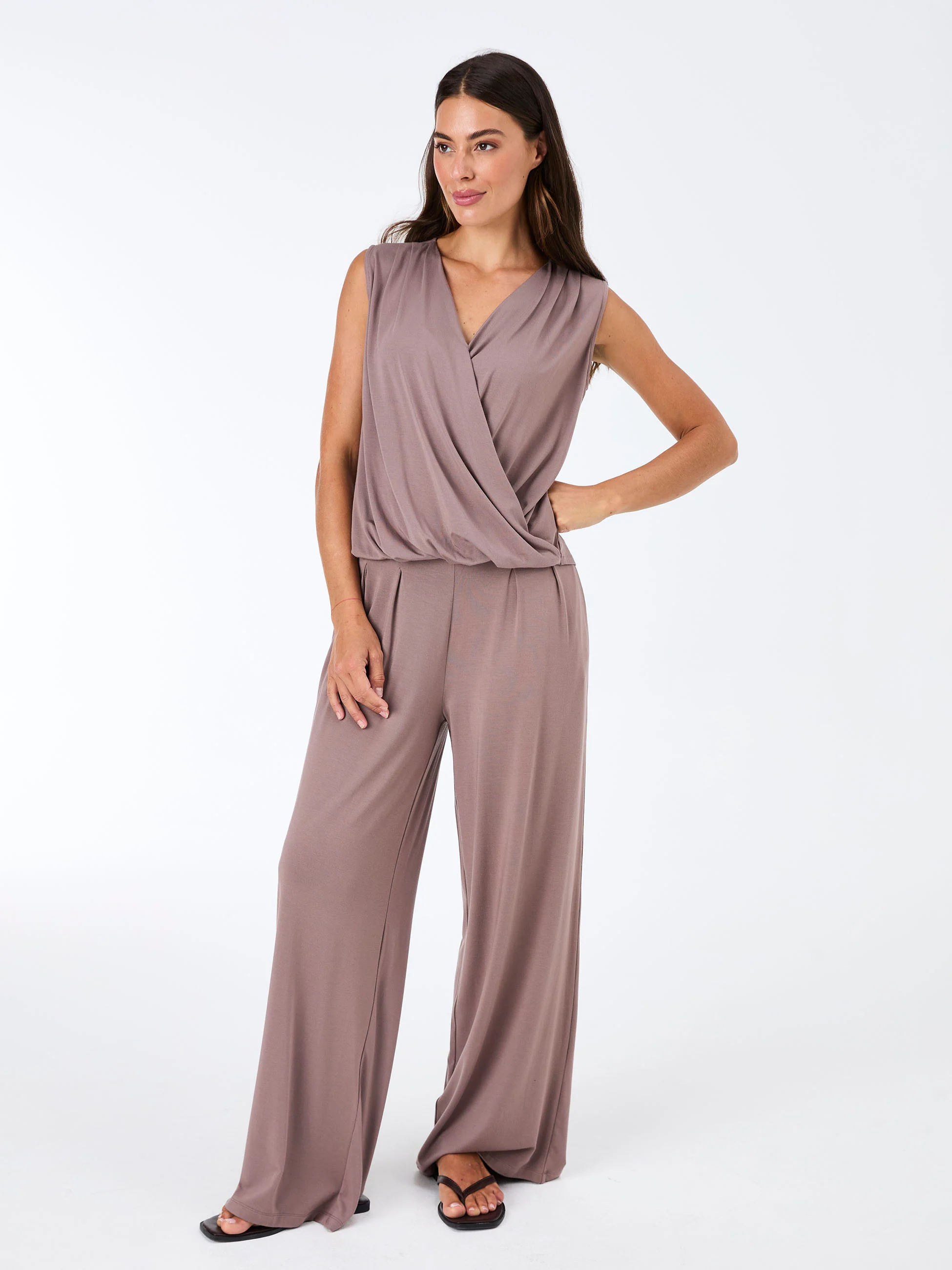 Athena Drape Top - Taupe - Image 6