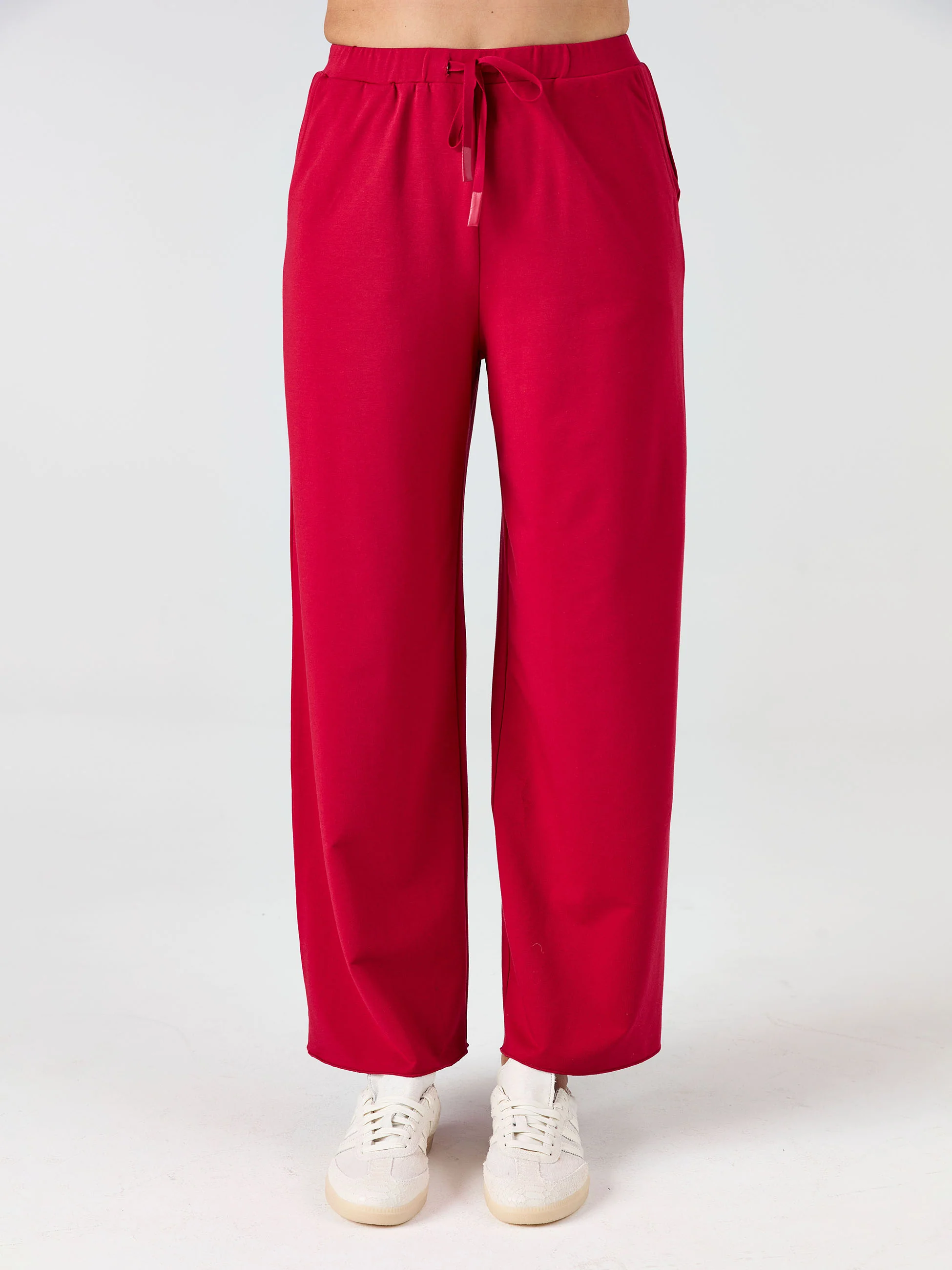 Classic Wide Leg Sweat Pants - Cherry - Image 10