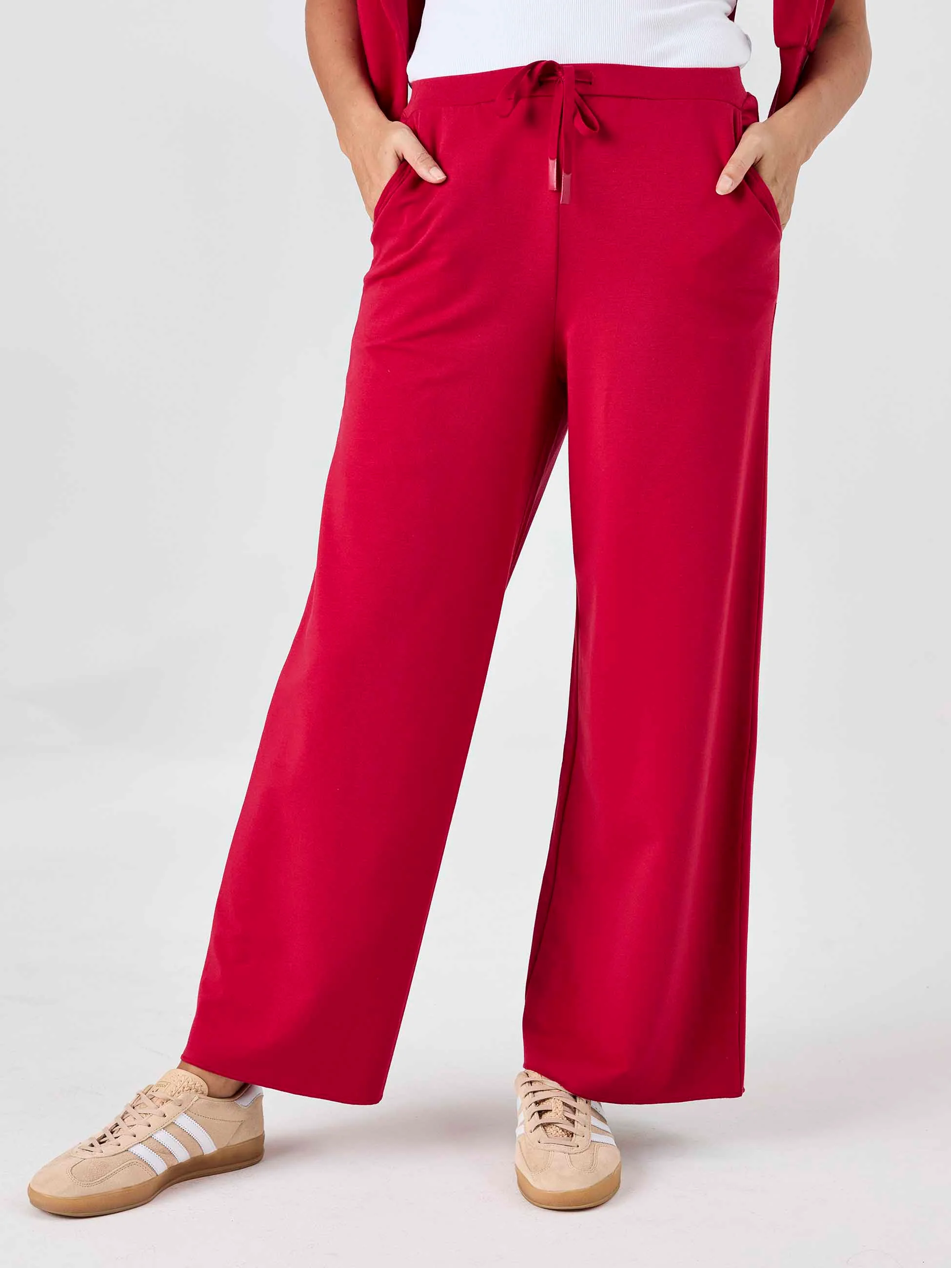 Classic Wide Leg Sweat Pants - Cherry - Image 5