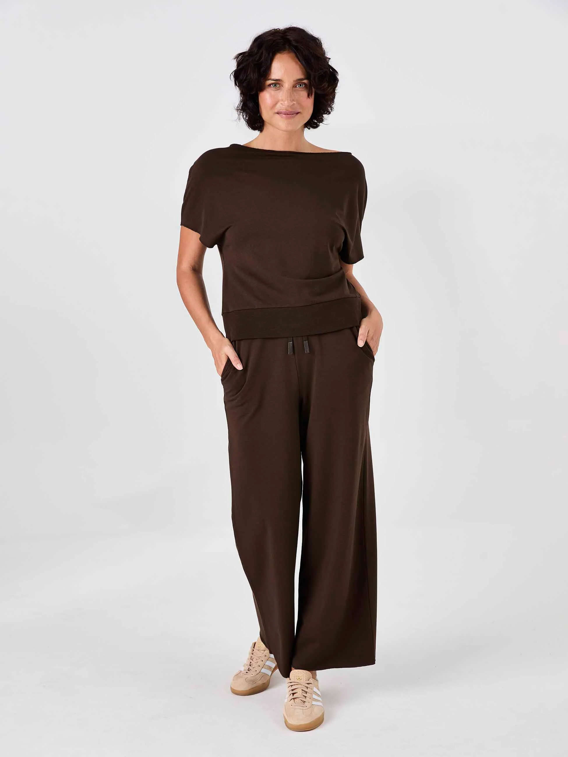 Classic Wide Leg Sweat Pants - Coffee Bean - Image 10