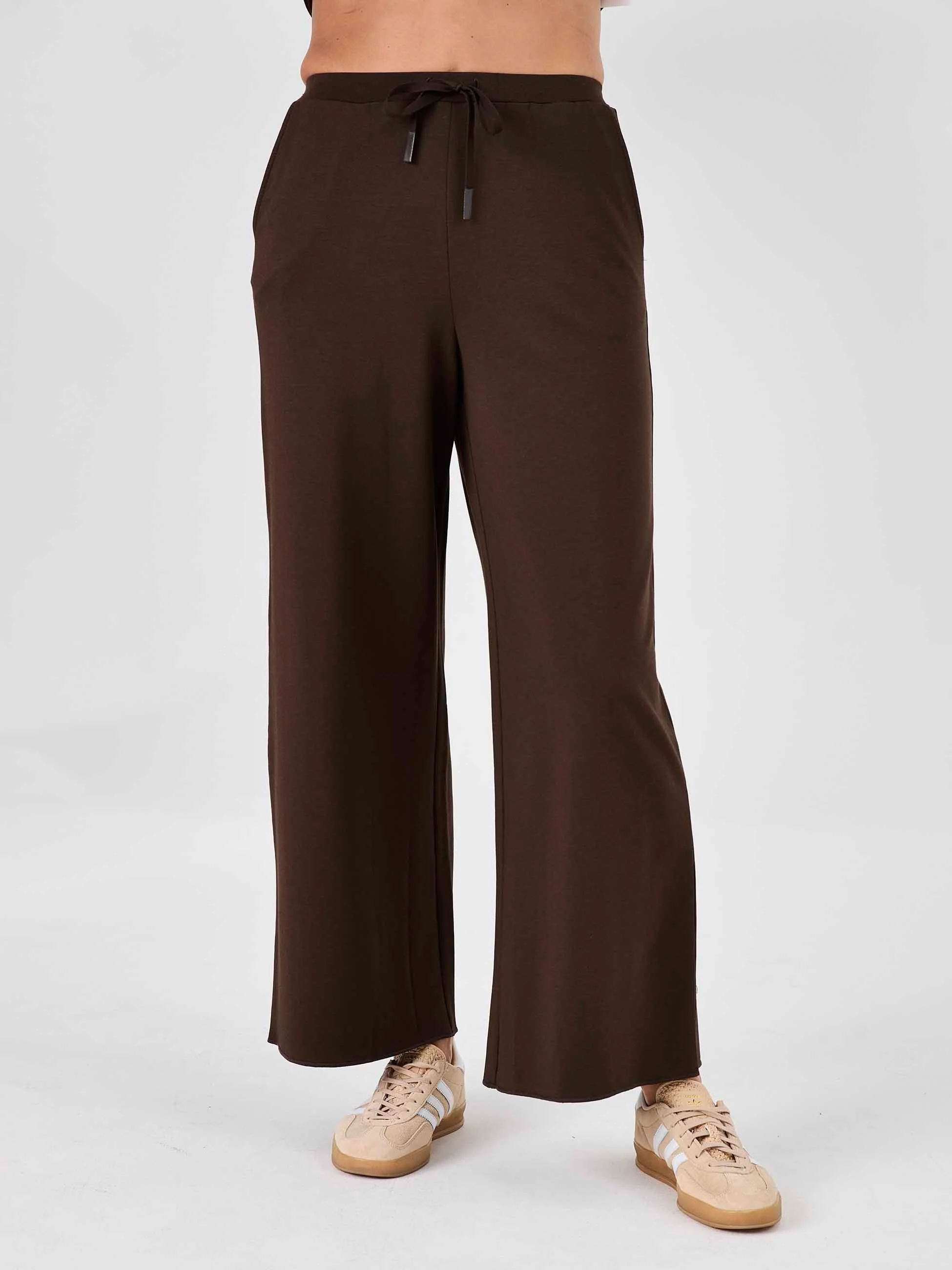 Classic Wide Leg Sweat Pants - Coffee Bean - Image 3