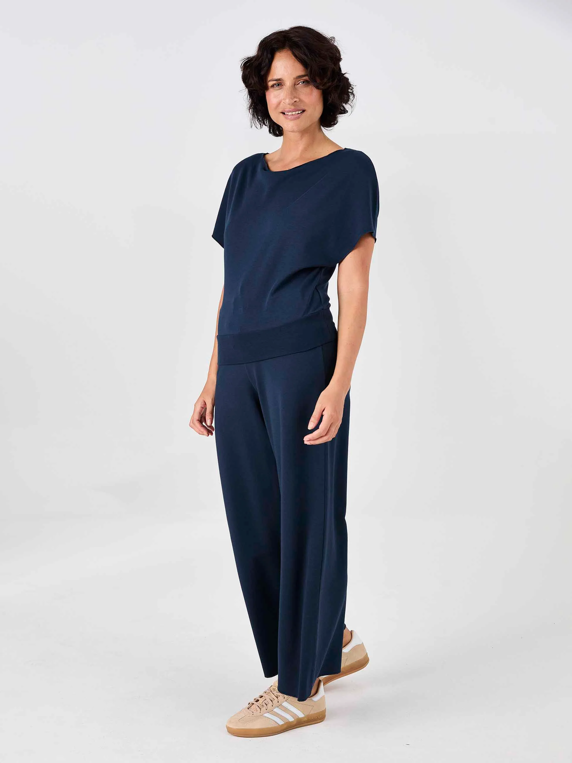 Classic Wide Leg Sweat Pants - Navy - Image 3