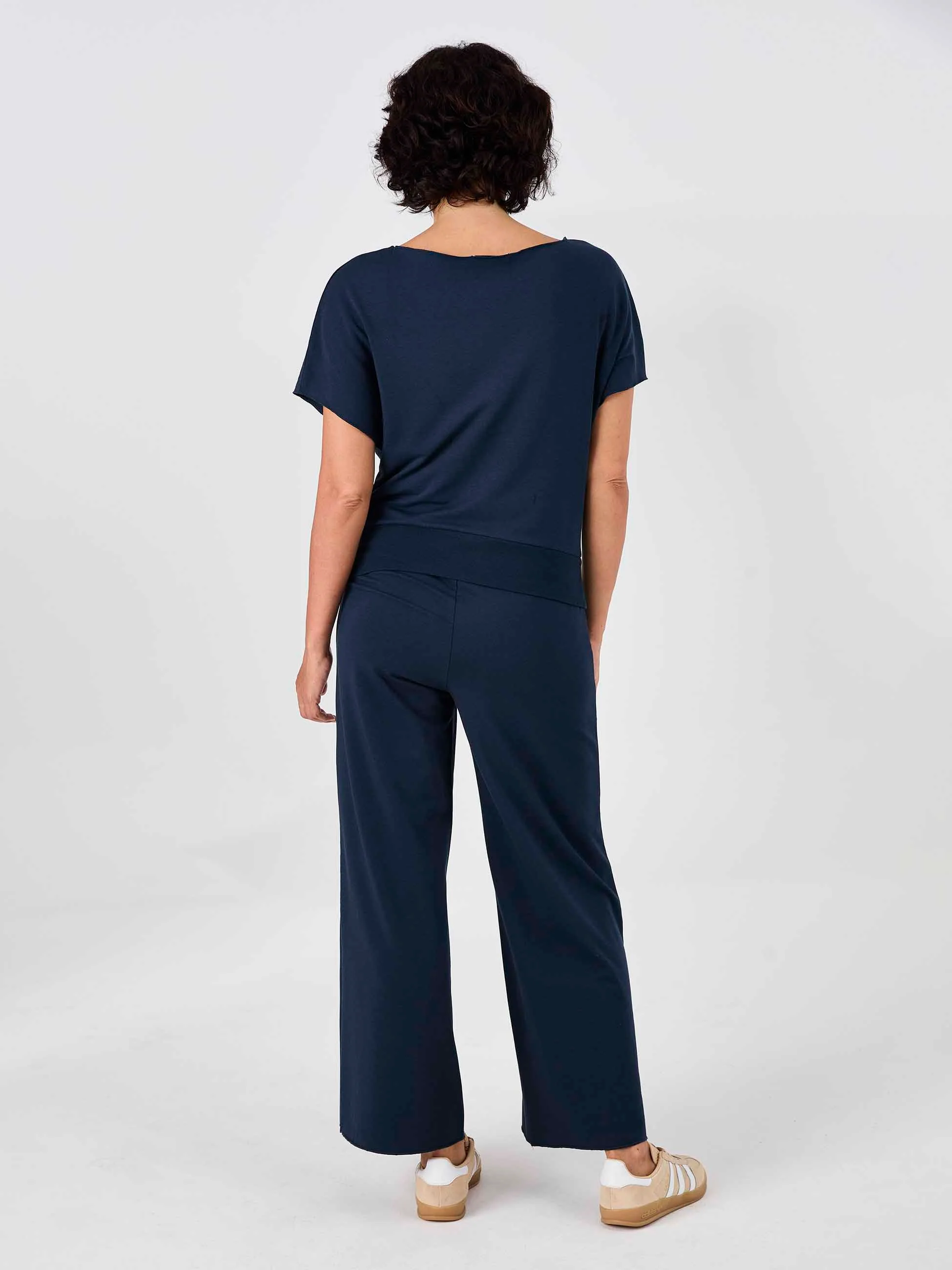 Classic Wide Leg Sweat Pants - Navy - Image 4