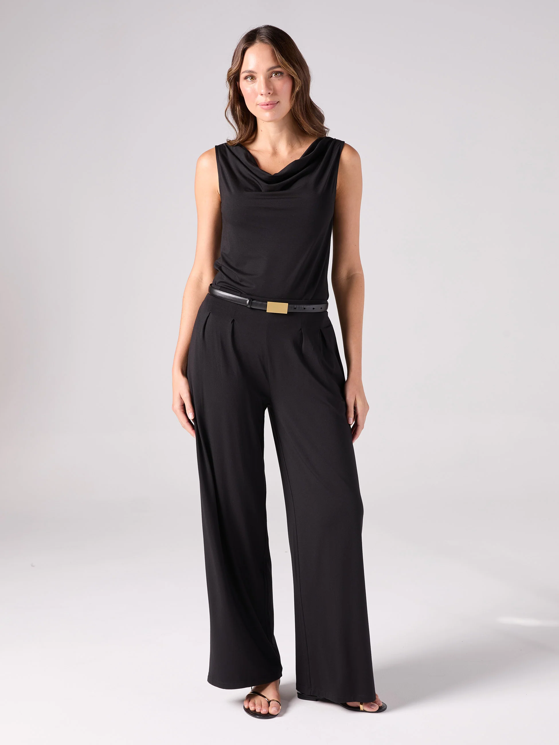 Drape Neck Top - Black - Image 5
