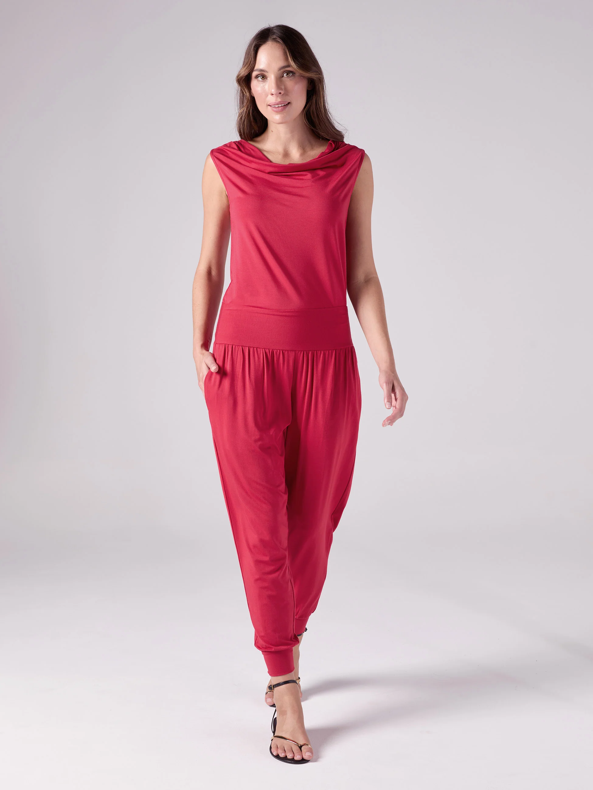 Drape Neck Top - Cherry - Image 2