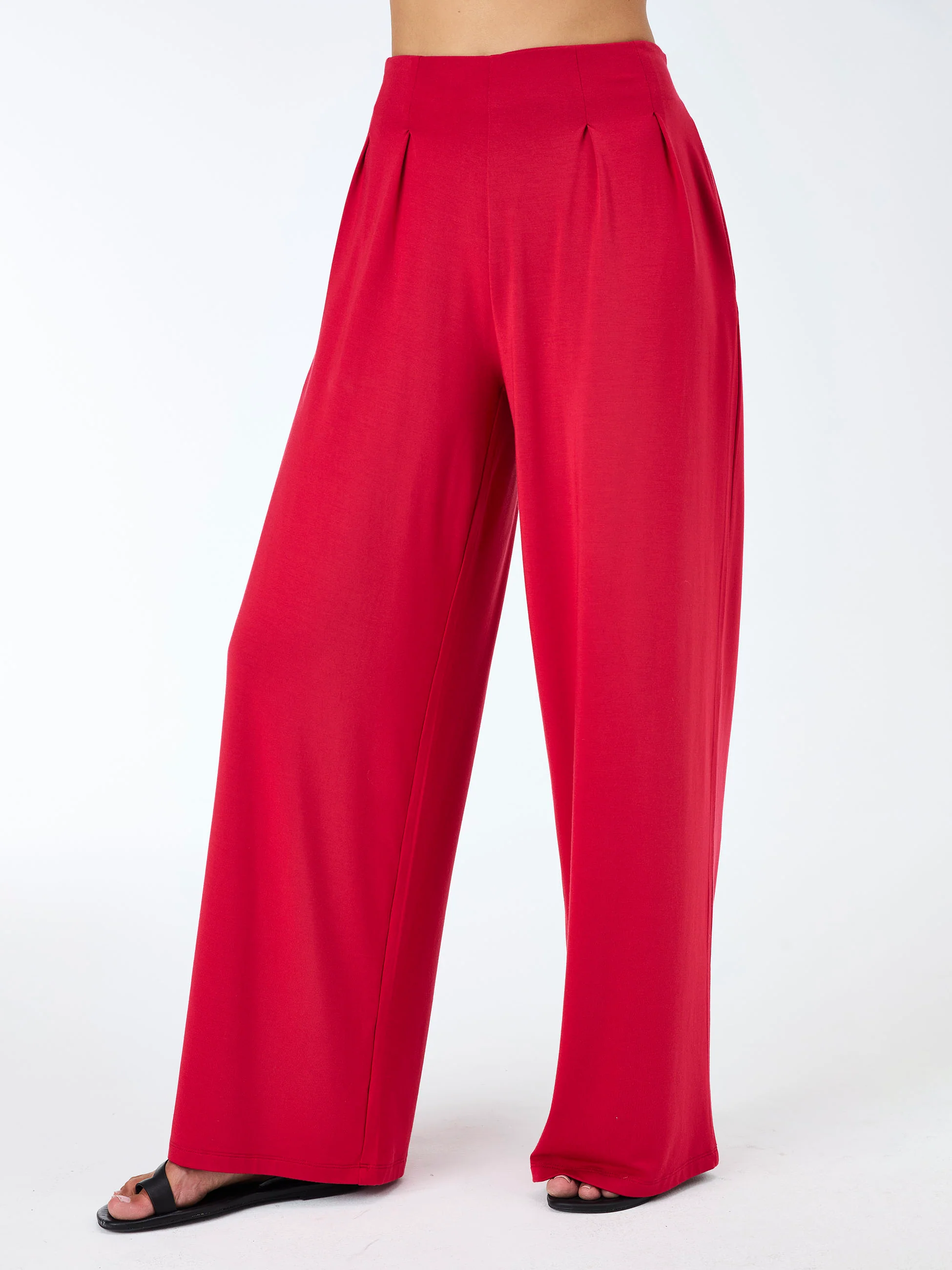 Emery Wide Leg Pants - Cherry Red - Image 2