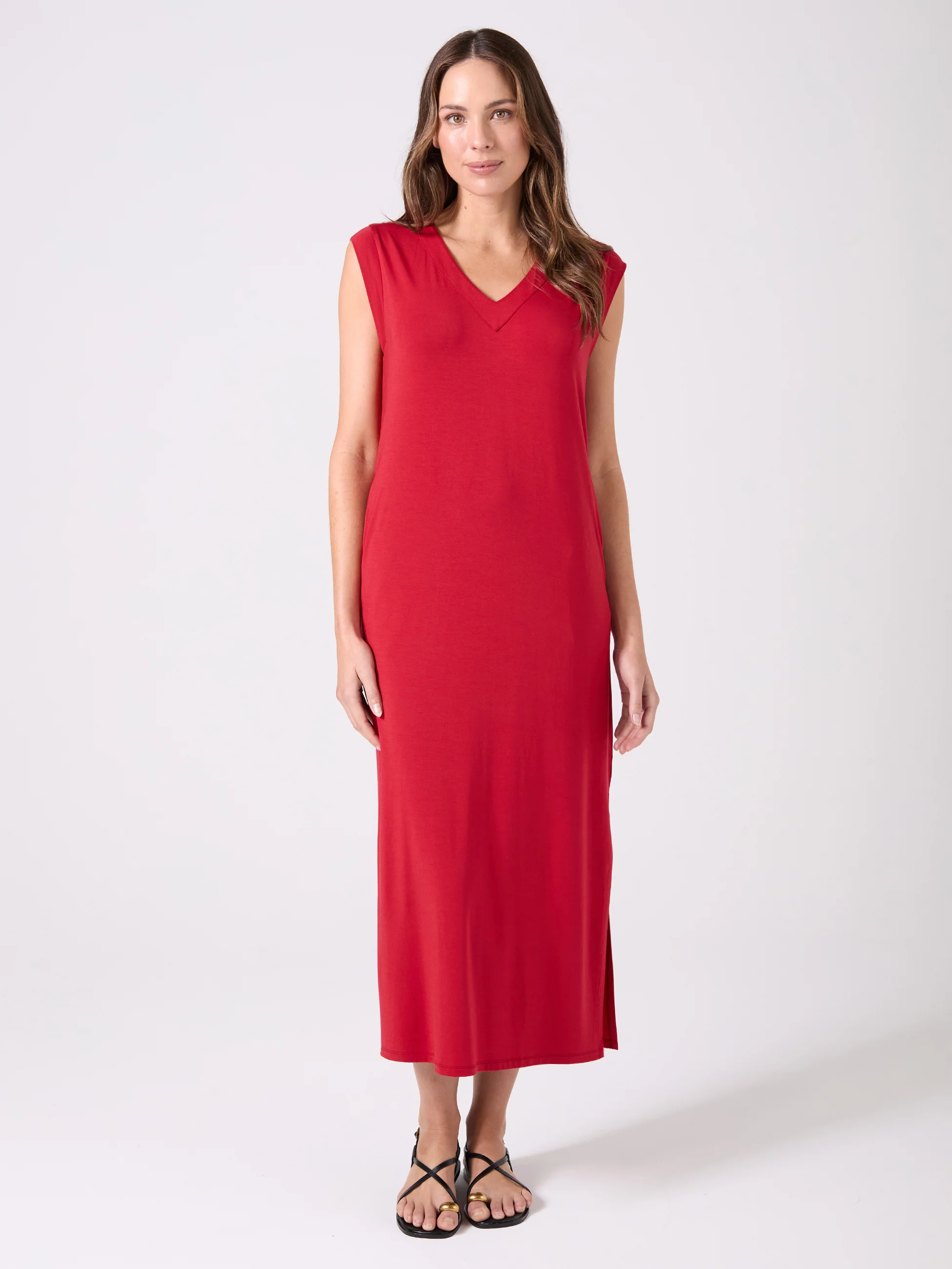 Everly V Neck Maxi Dress - Cherry - Image 6
