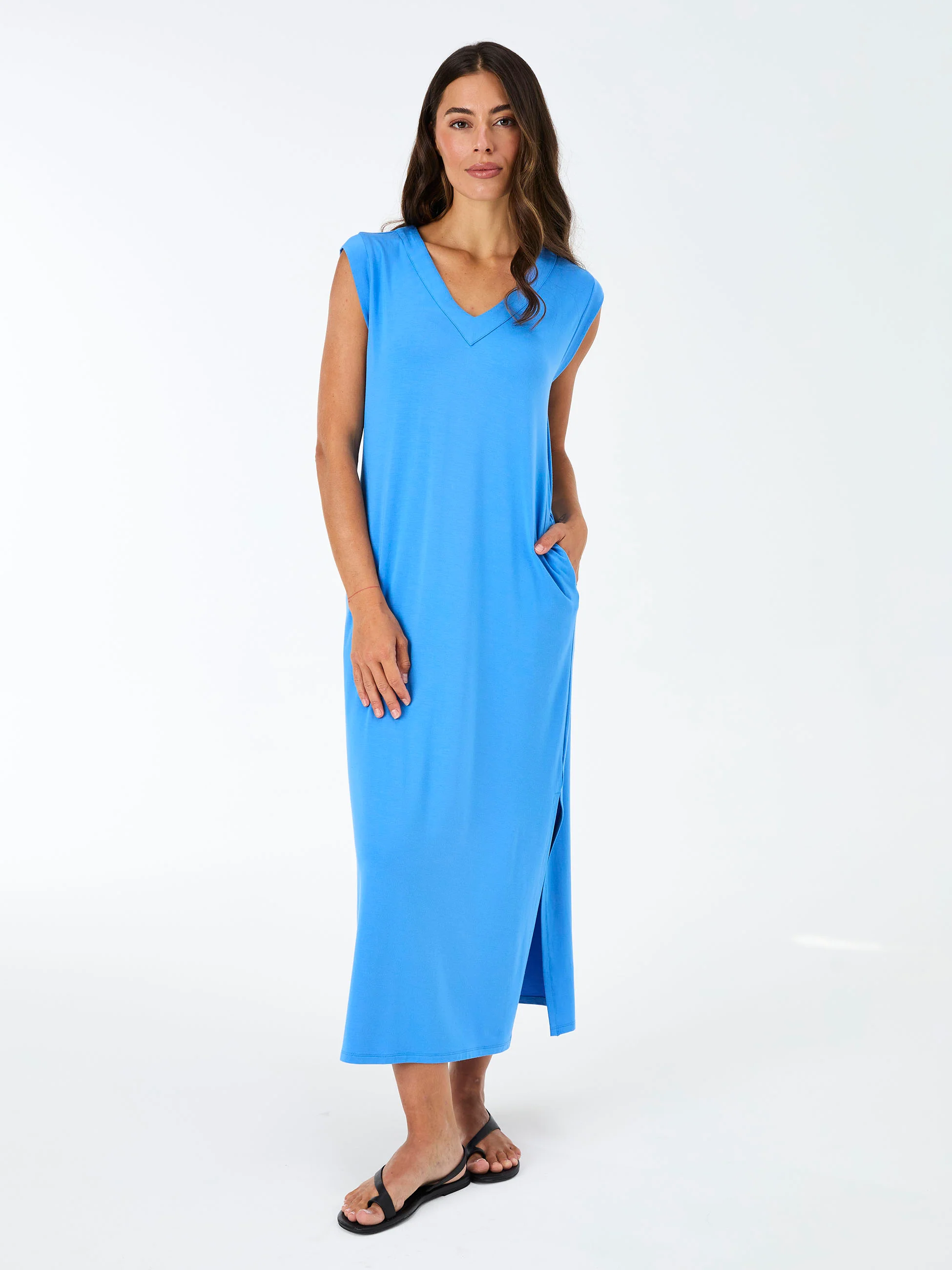 Everly V Neck Maxi Dress - Cobalt - Image 3