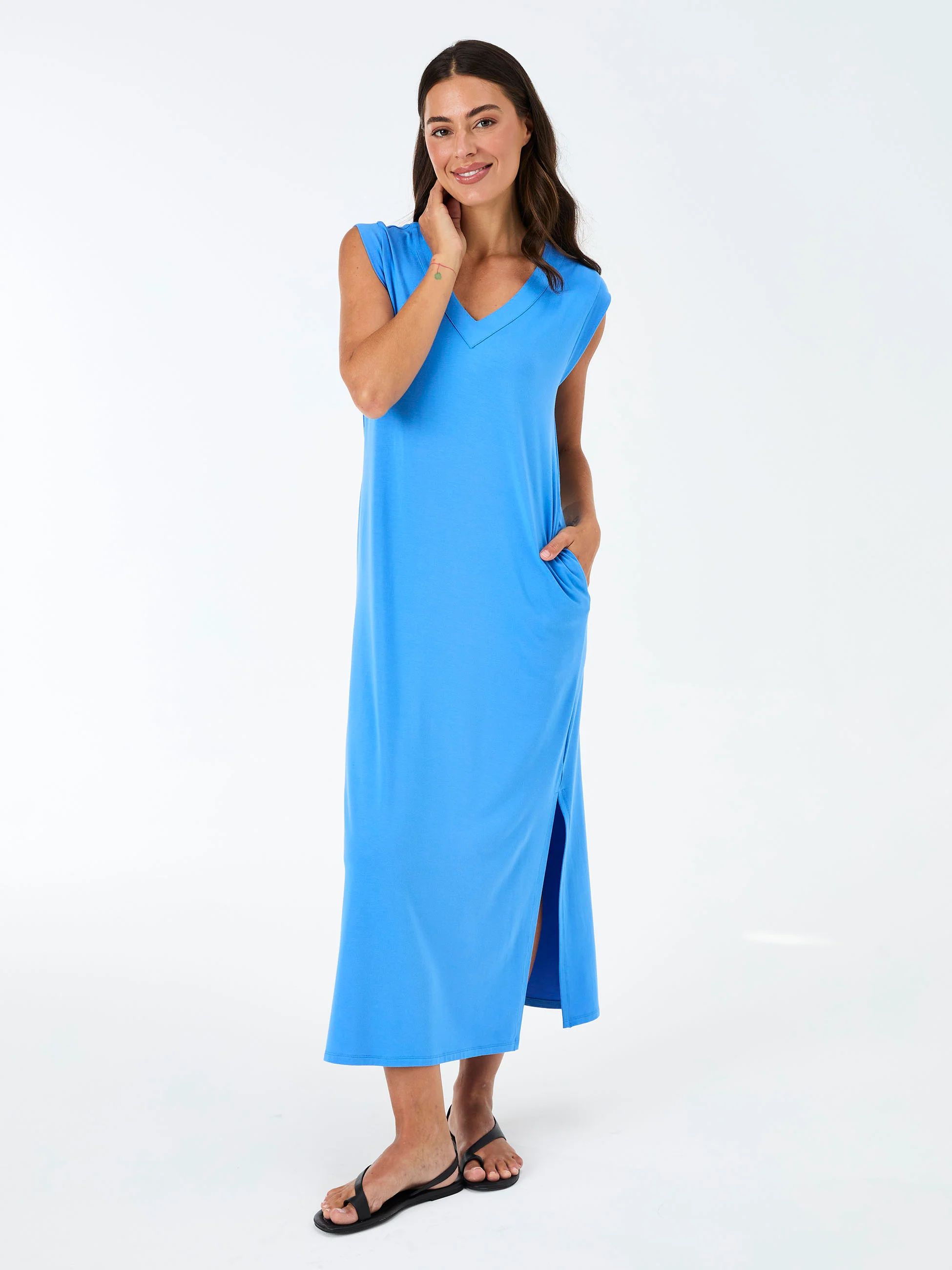 Everly V Neck Maxi Dress - Cobalt - Image 5