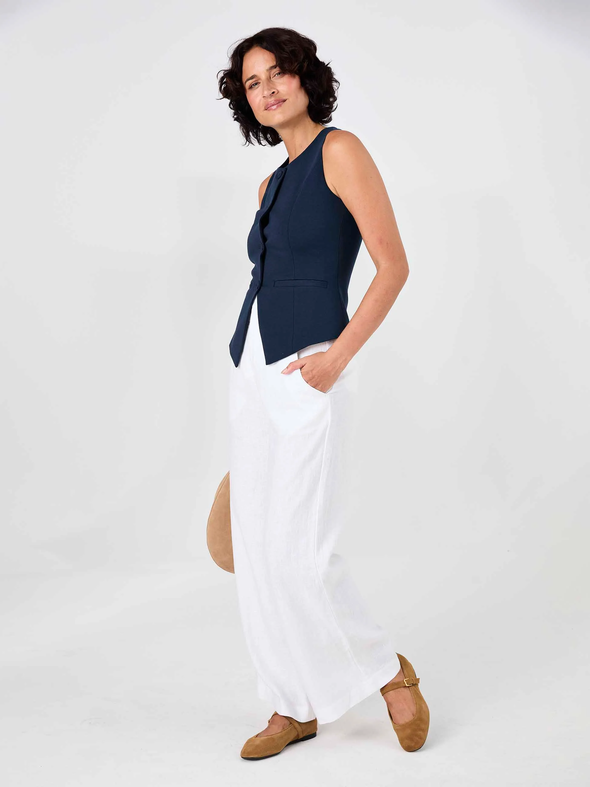 Fitted Waistcoat - Navy - Image 12