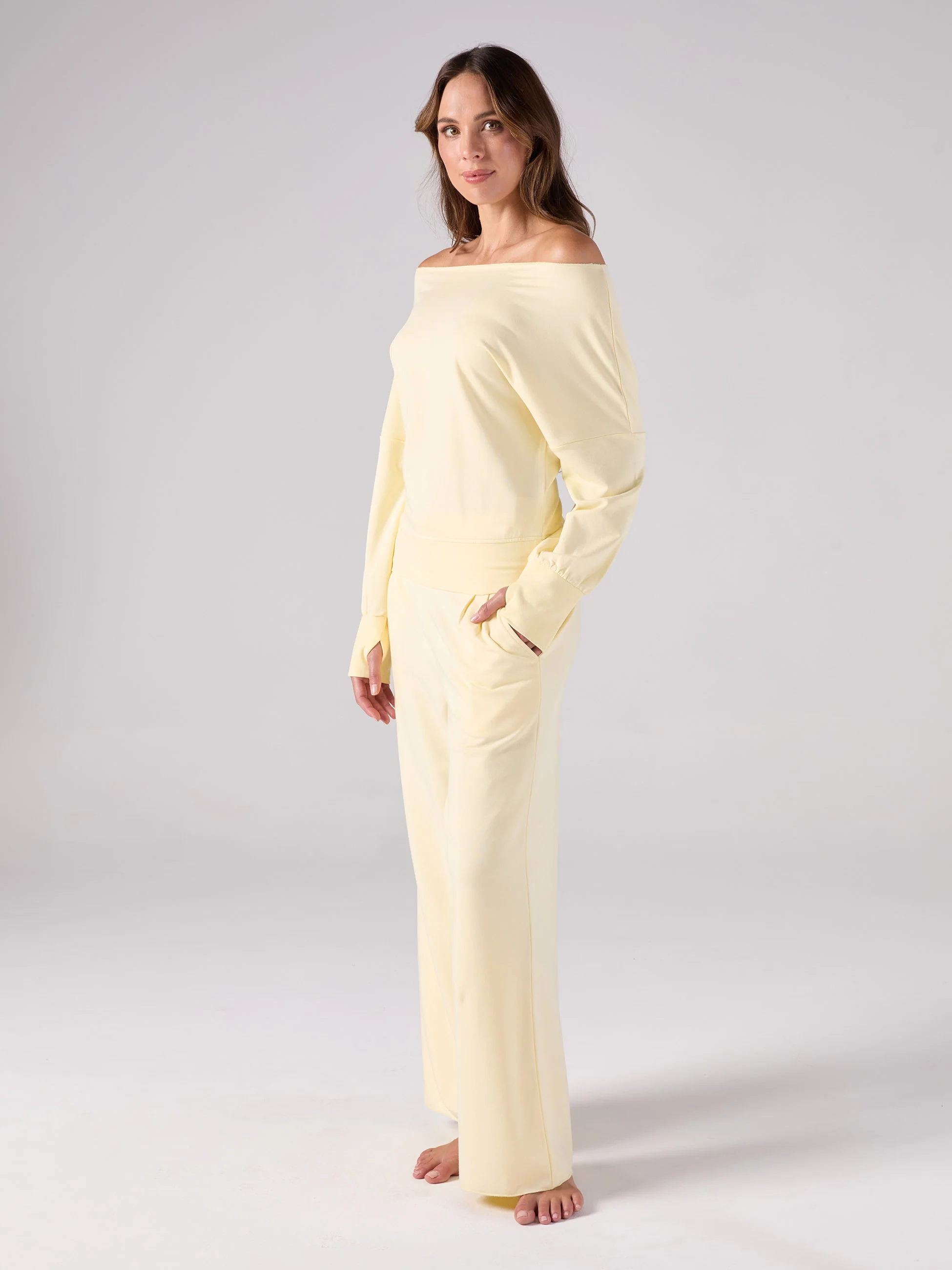 French Terry Yin Sweat Pant - Pastel Yellow - Image 3