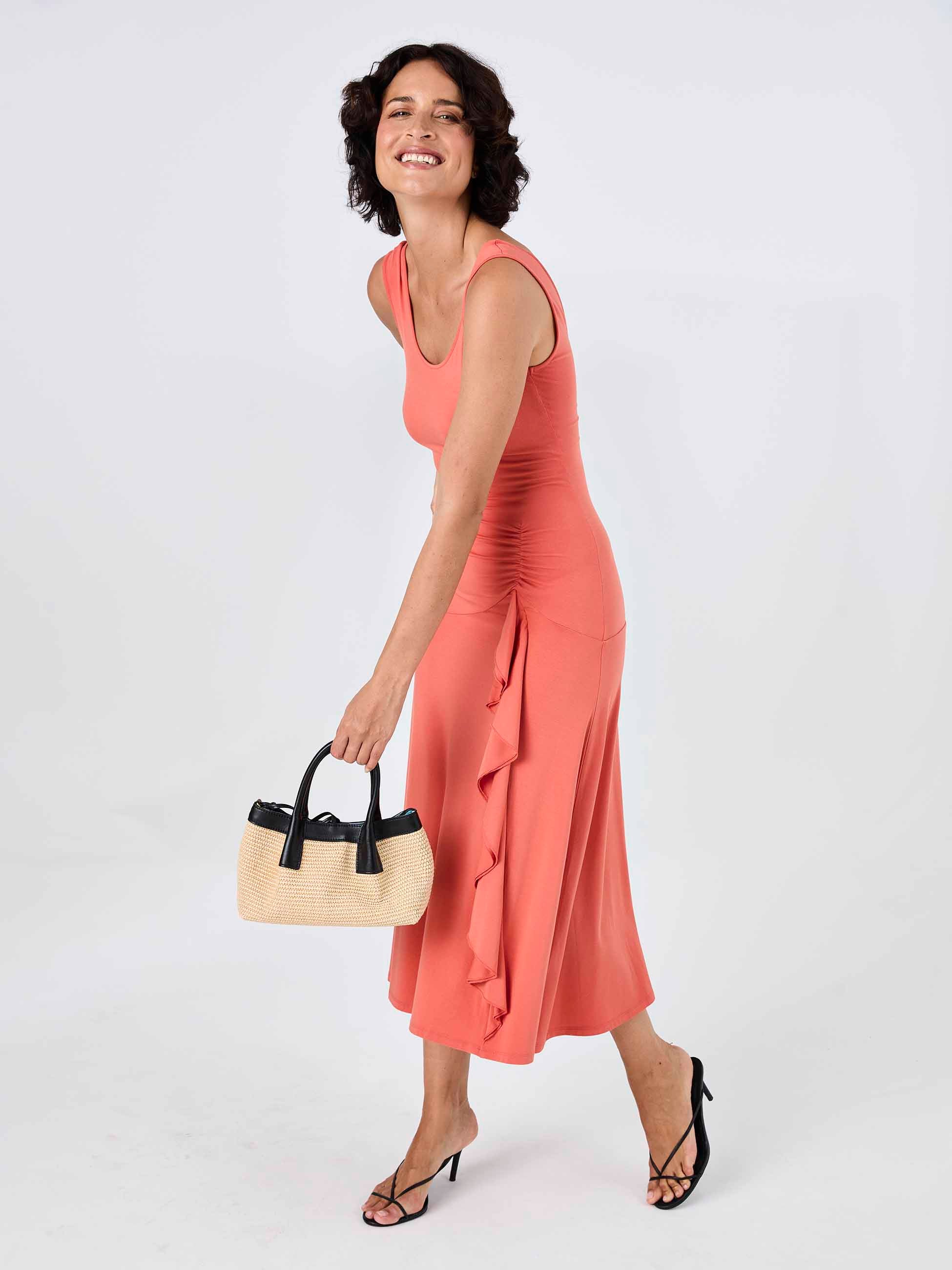 Maria Ruffle Dress - Burnt Sienna - Image 10