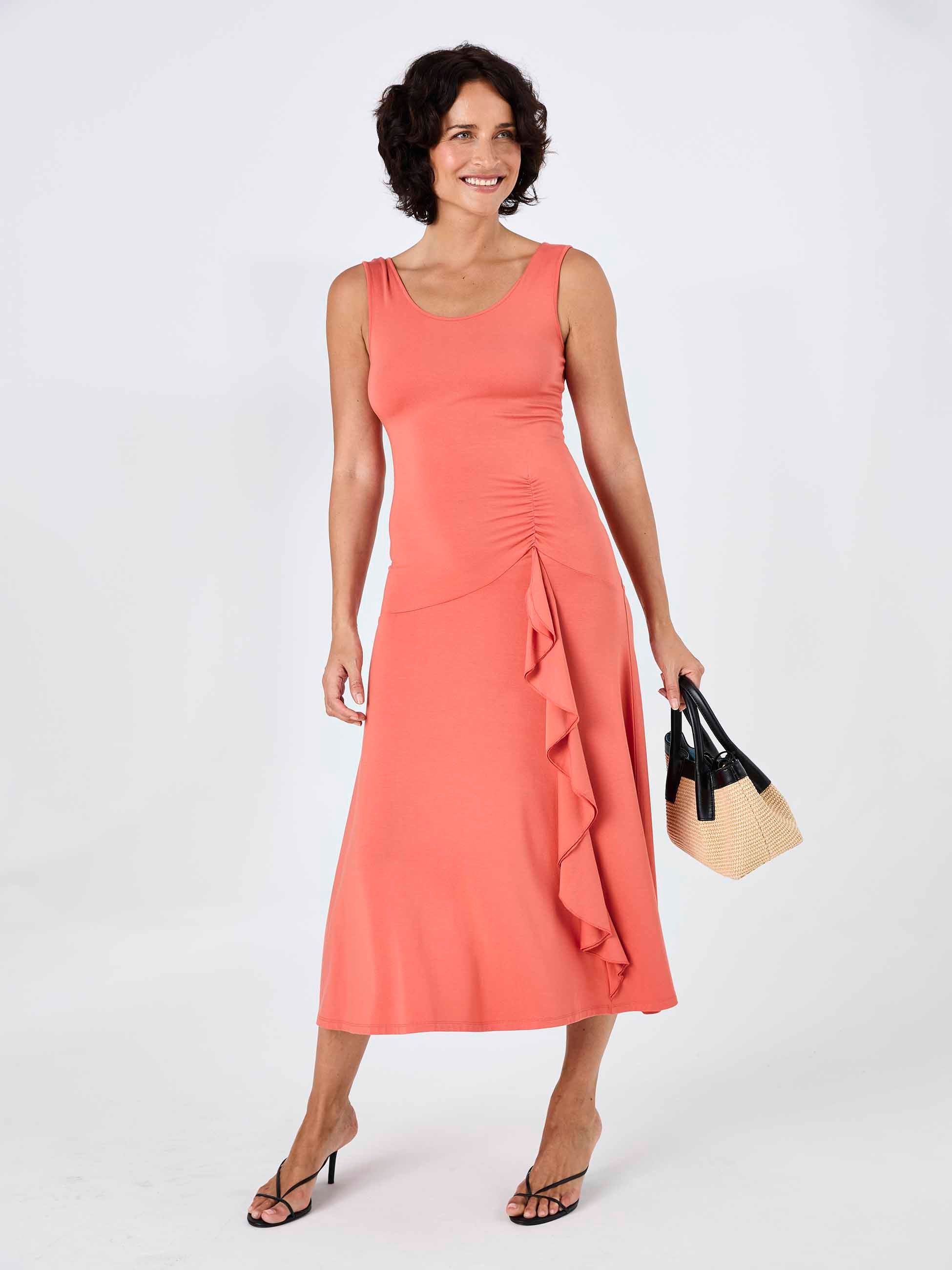 Maria Ruffle Dress - Burnt Sienna - Image 11