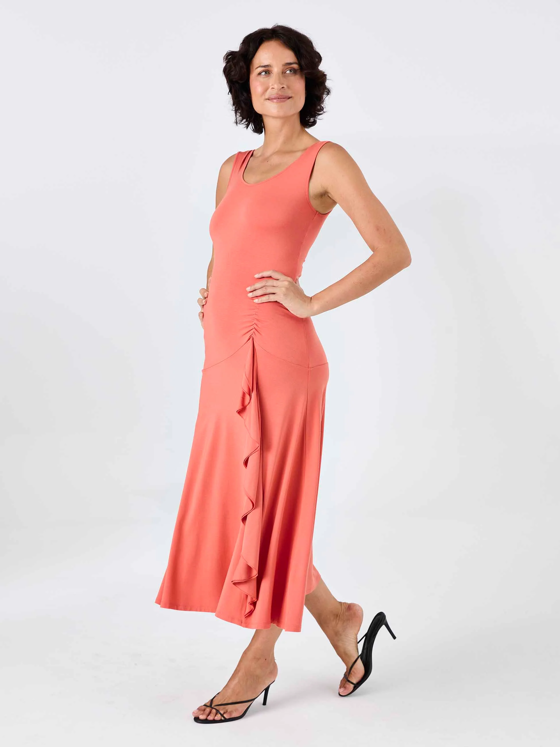 Maria Ruffle Dress - Burnt Sienna - Image 2