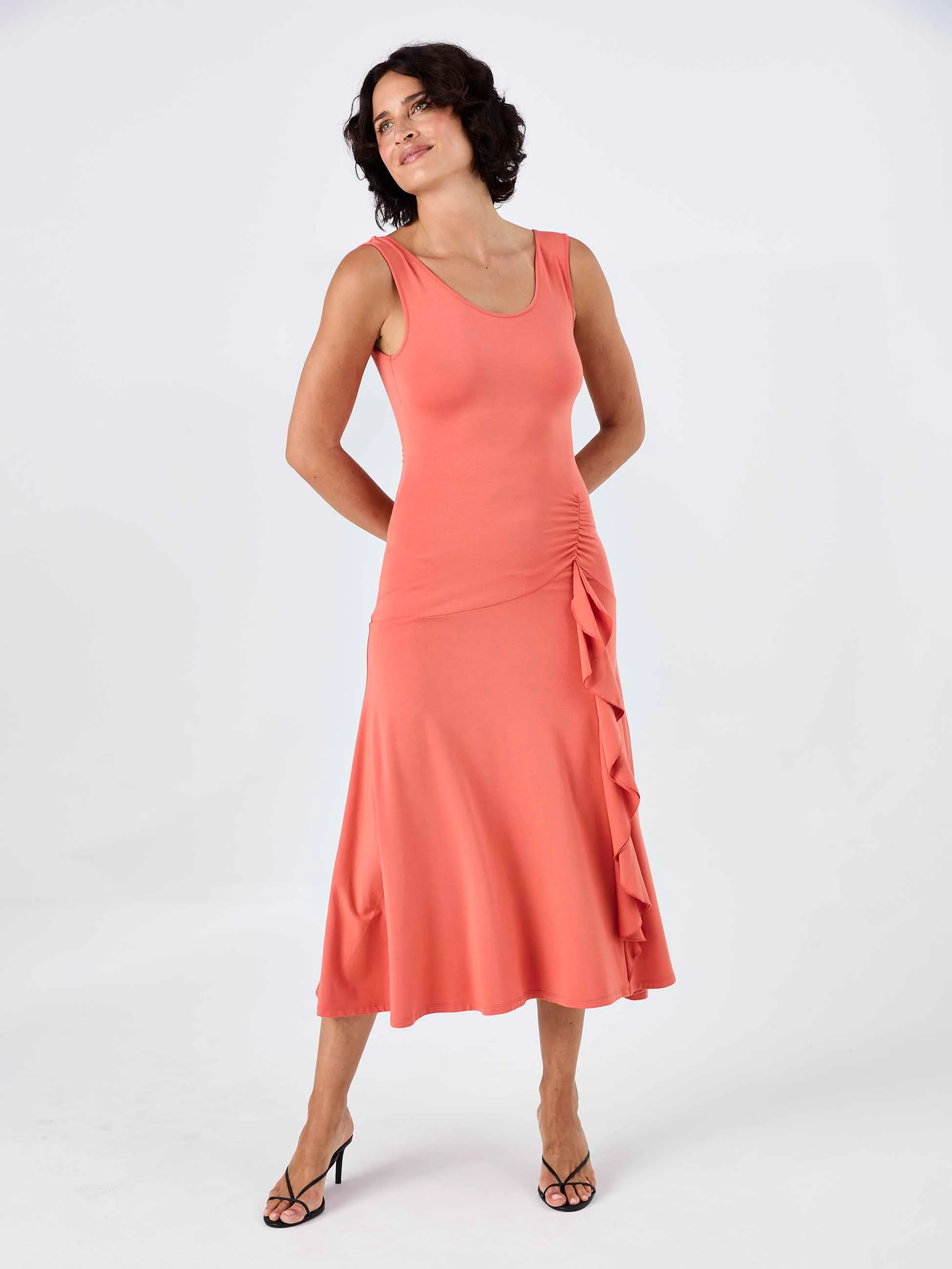 Maria Ruffle Dress - Burnt Sienna - Image 4