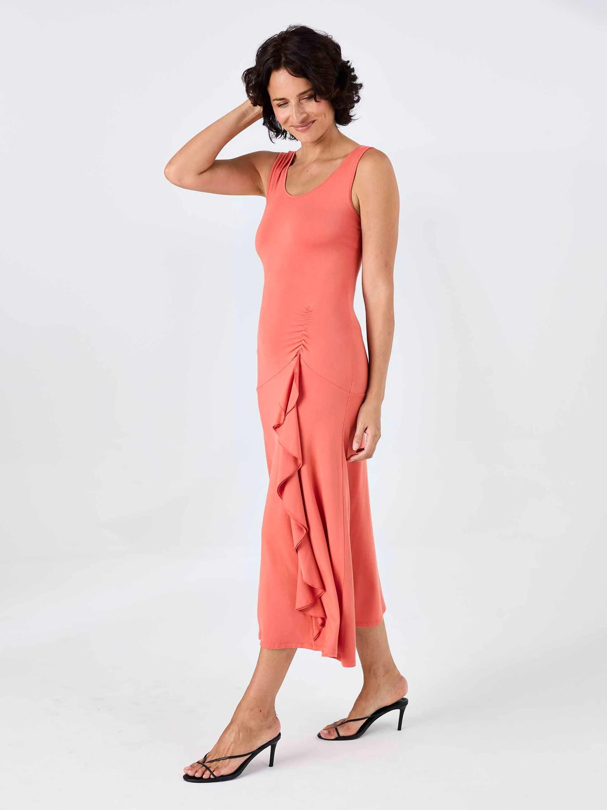 Maria Ruffle Dress - Burnt Sienna - Image 5