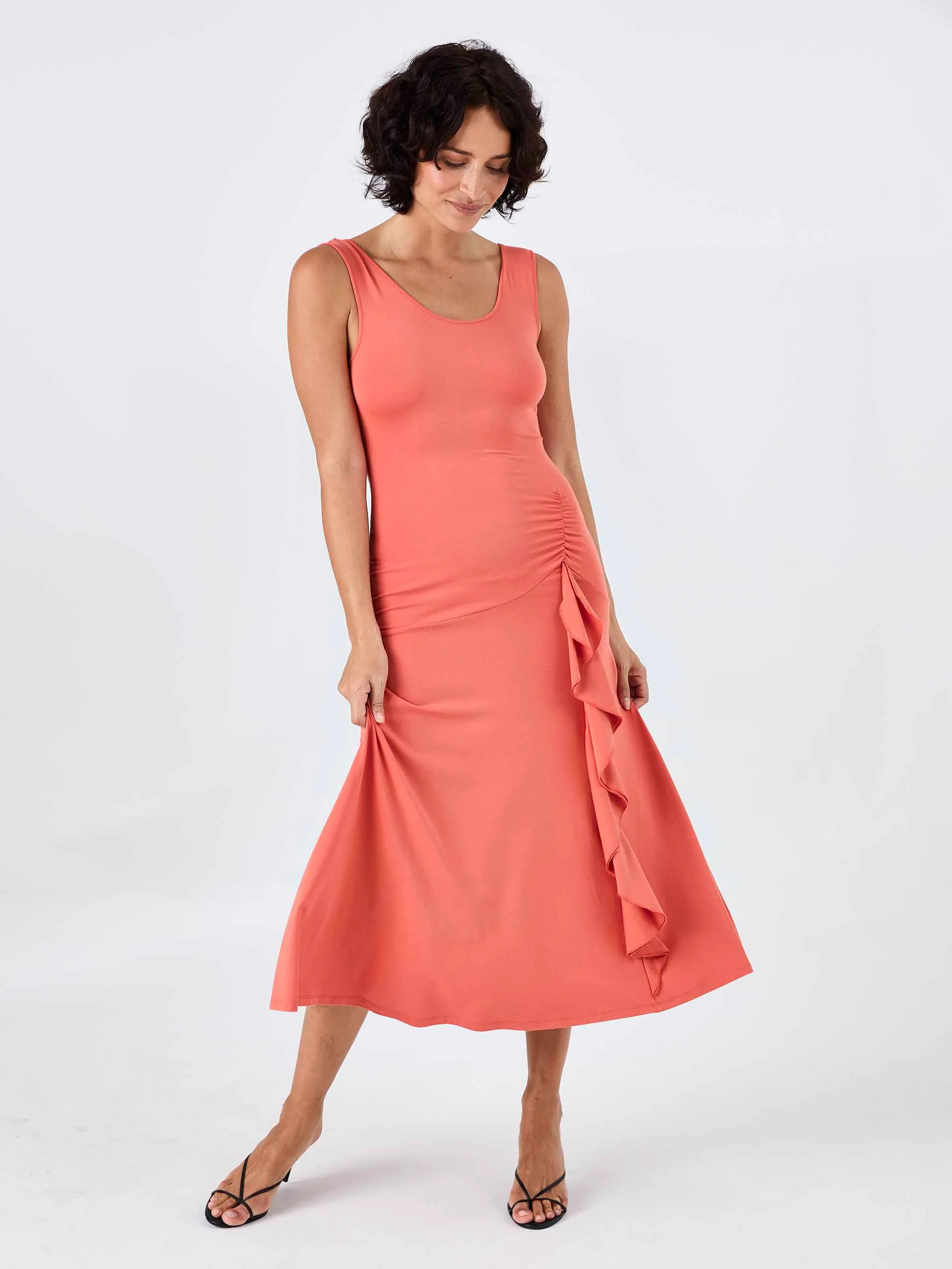 Maria Ruffle Dress - Burnt Sienna - Image 6