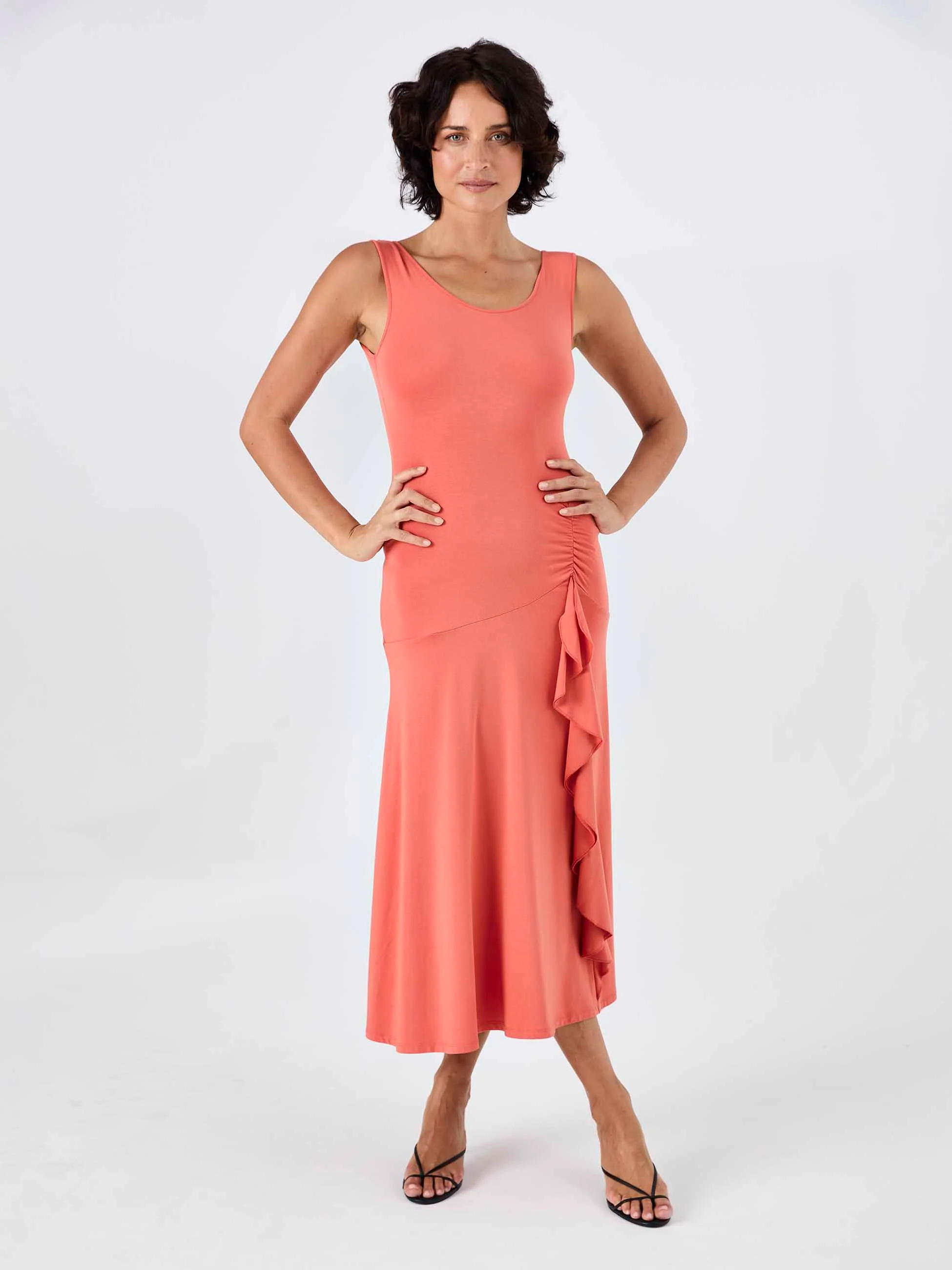Maria Ruffle Dress - Burnt Sienna - Image 7