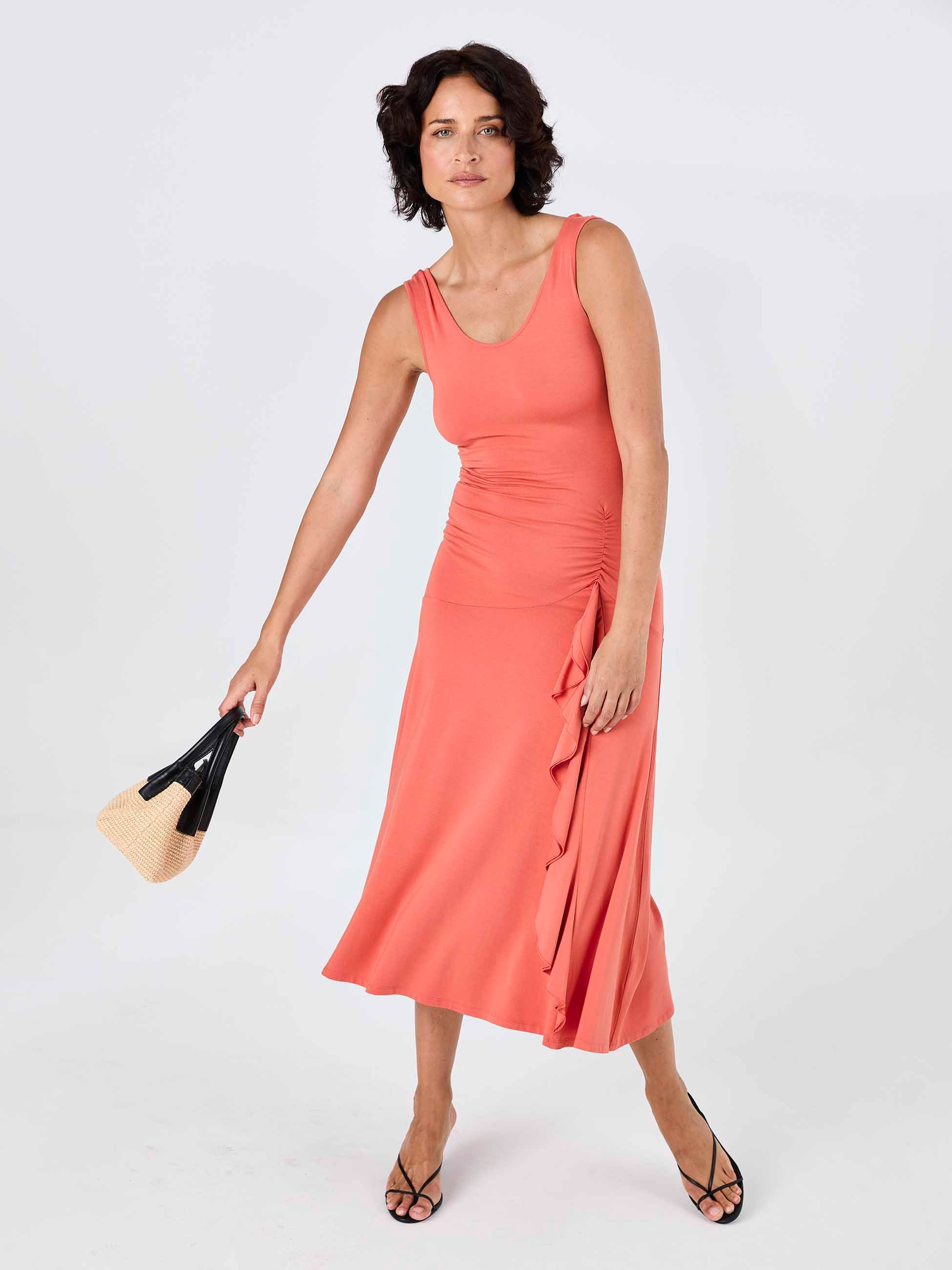 Maria Ruffle Dress - Burnt Sienna - Image 9
