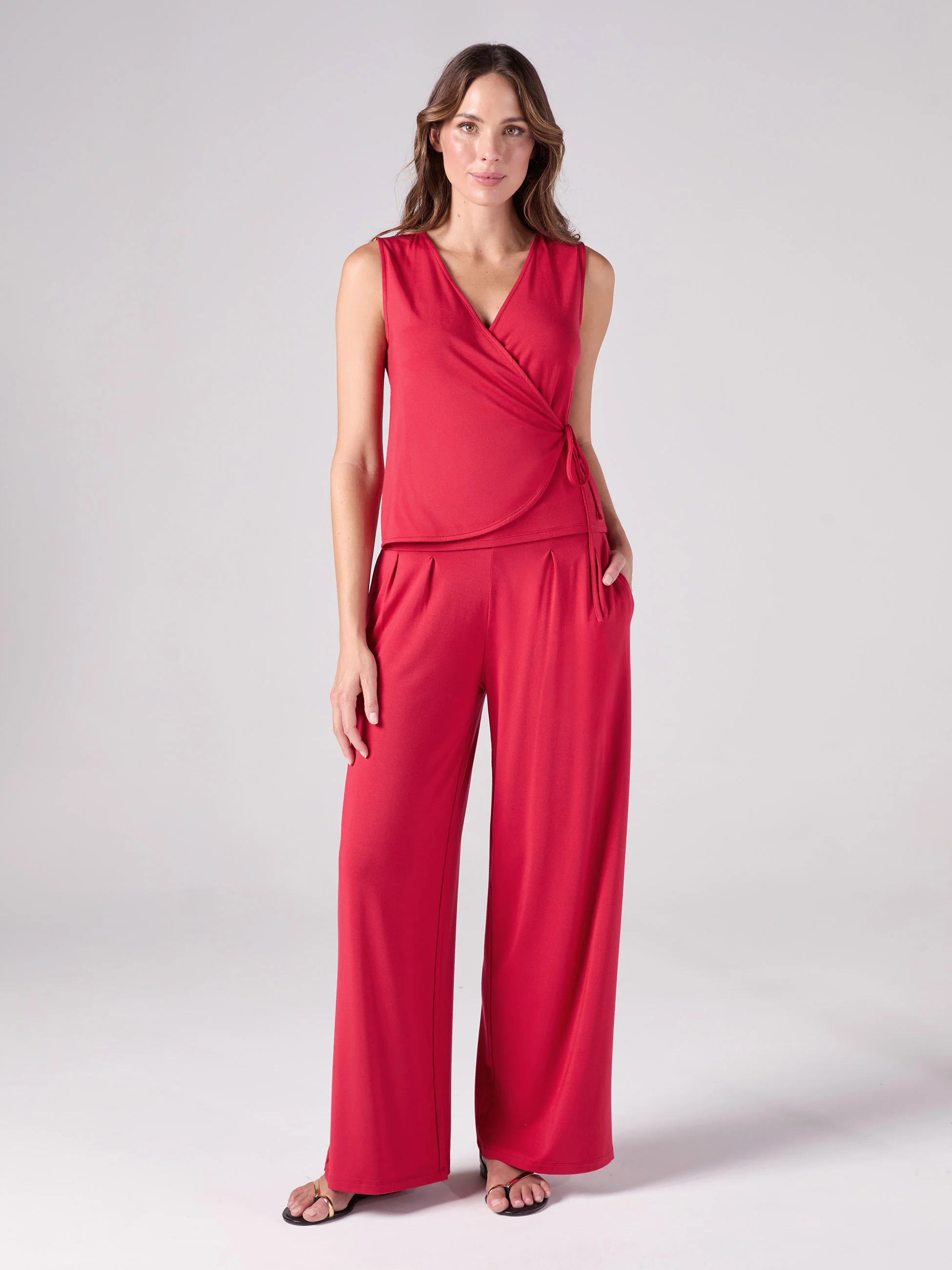 Odette Wrap Top - Cherry