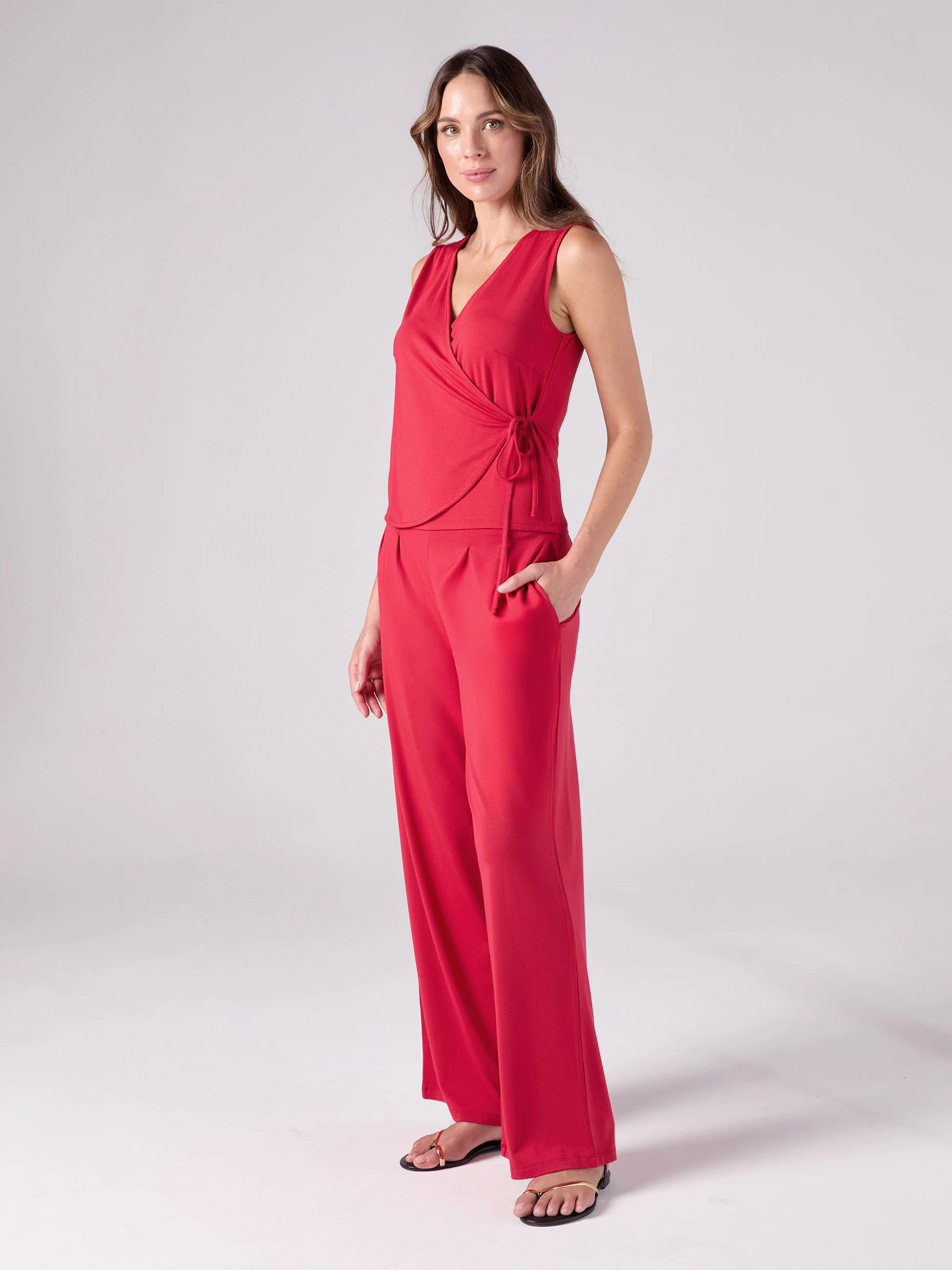 Odette Wrap Top - Cherry - Image 2