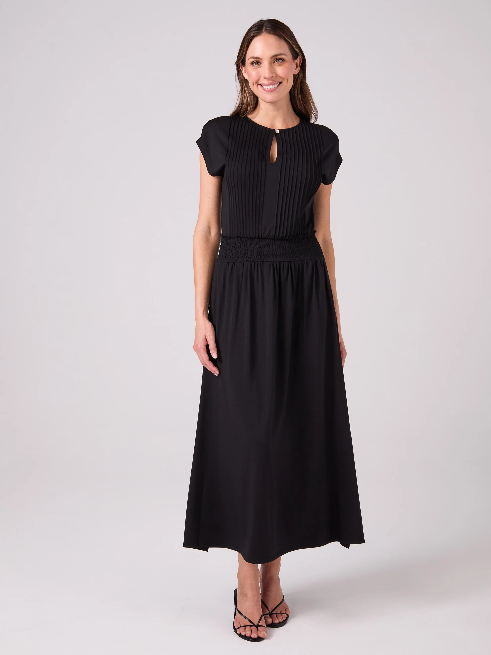 Pin Tuck Maxi Dress - Black - Image 3