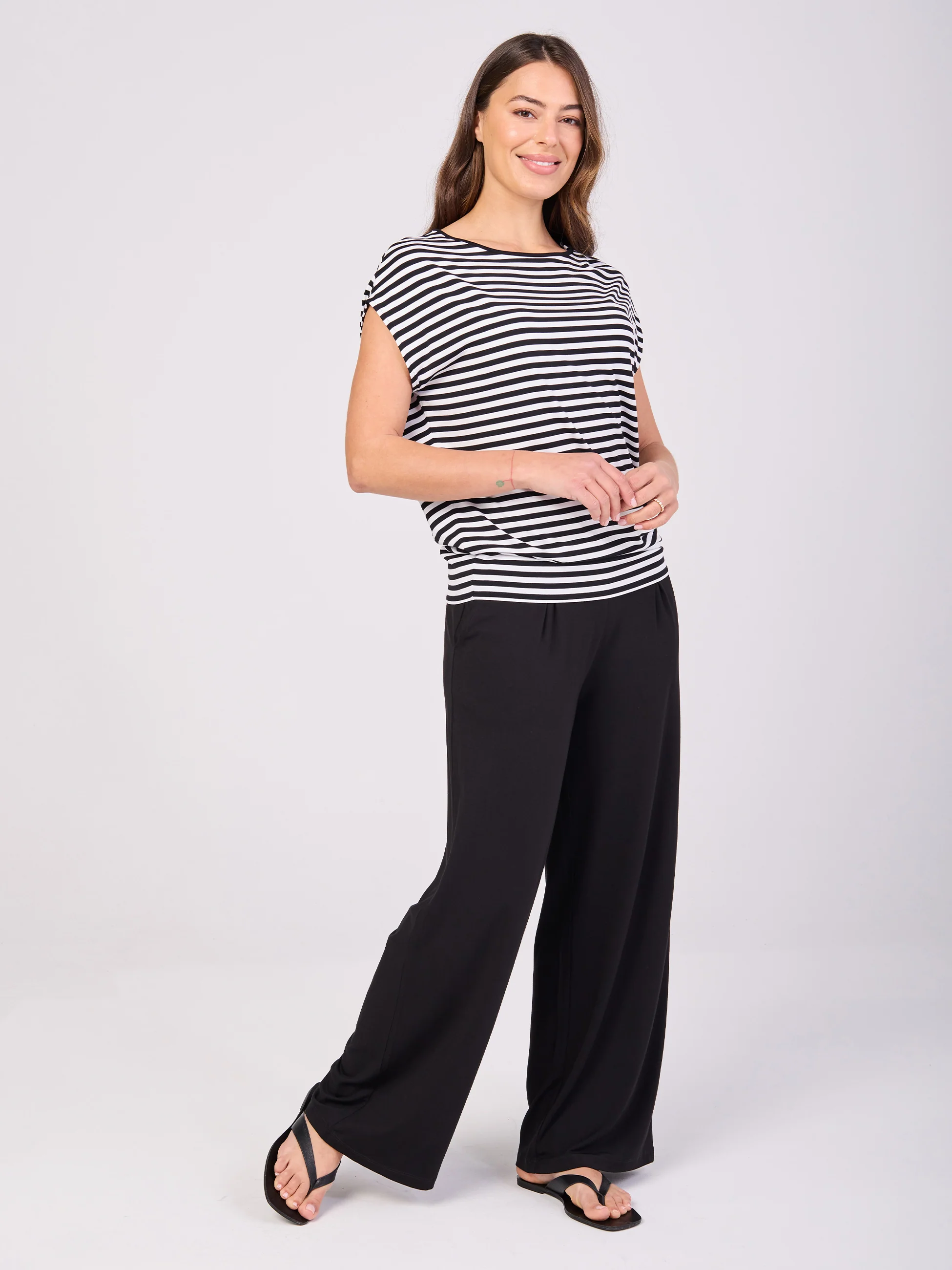 Stripe Modal Luxe Layer Tee - Black - Image 2