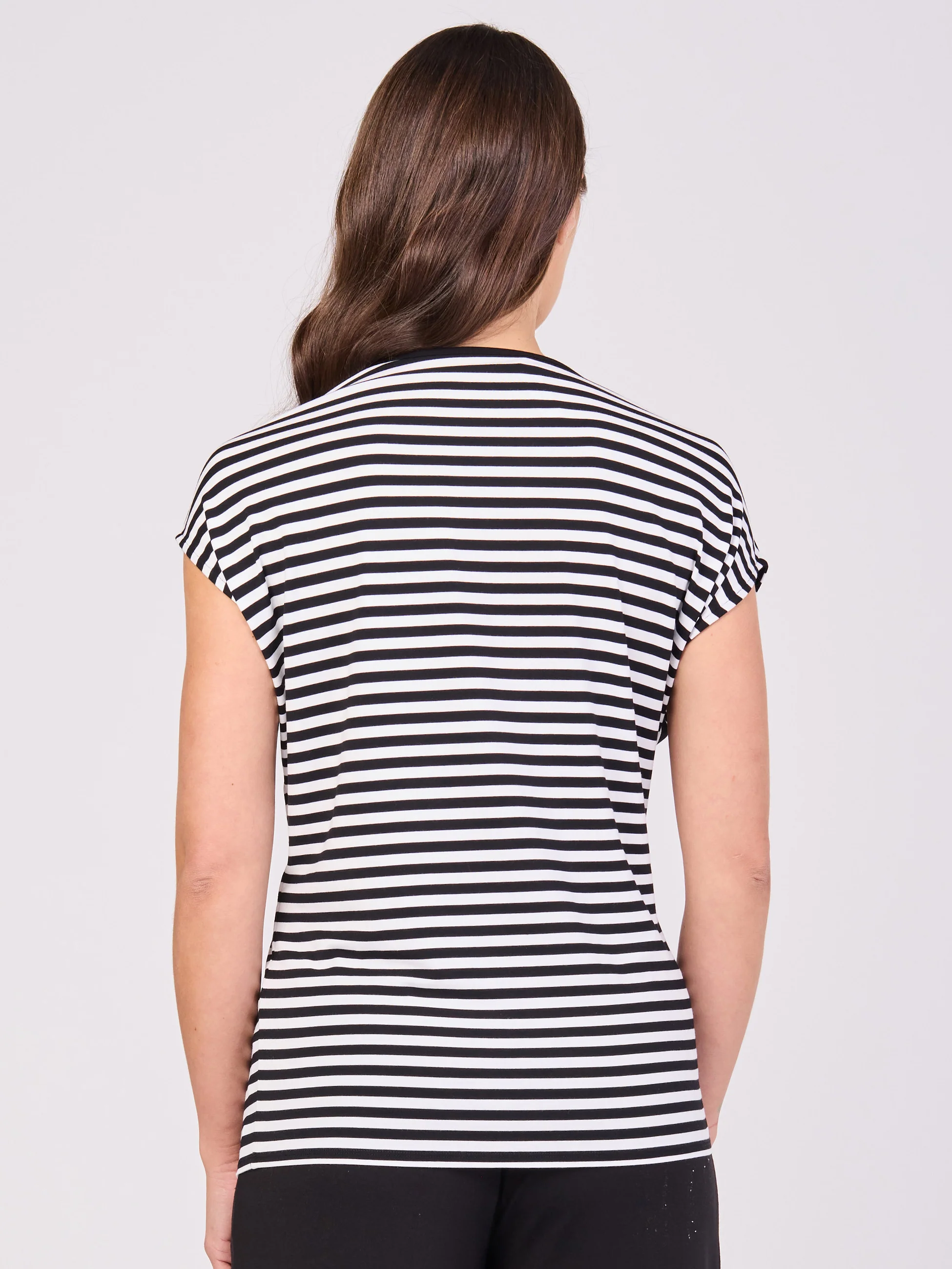 Stripe Modal Luxe Layer Tee - Black - Image 3