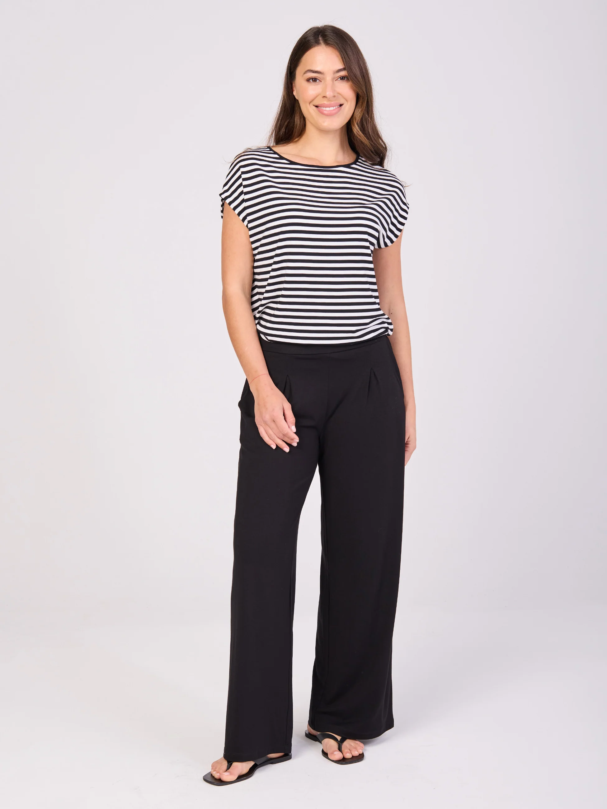 Stripe Modal Luxe Layer Tee - Black - Image 4