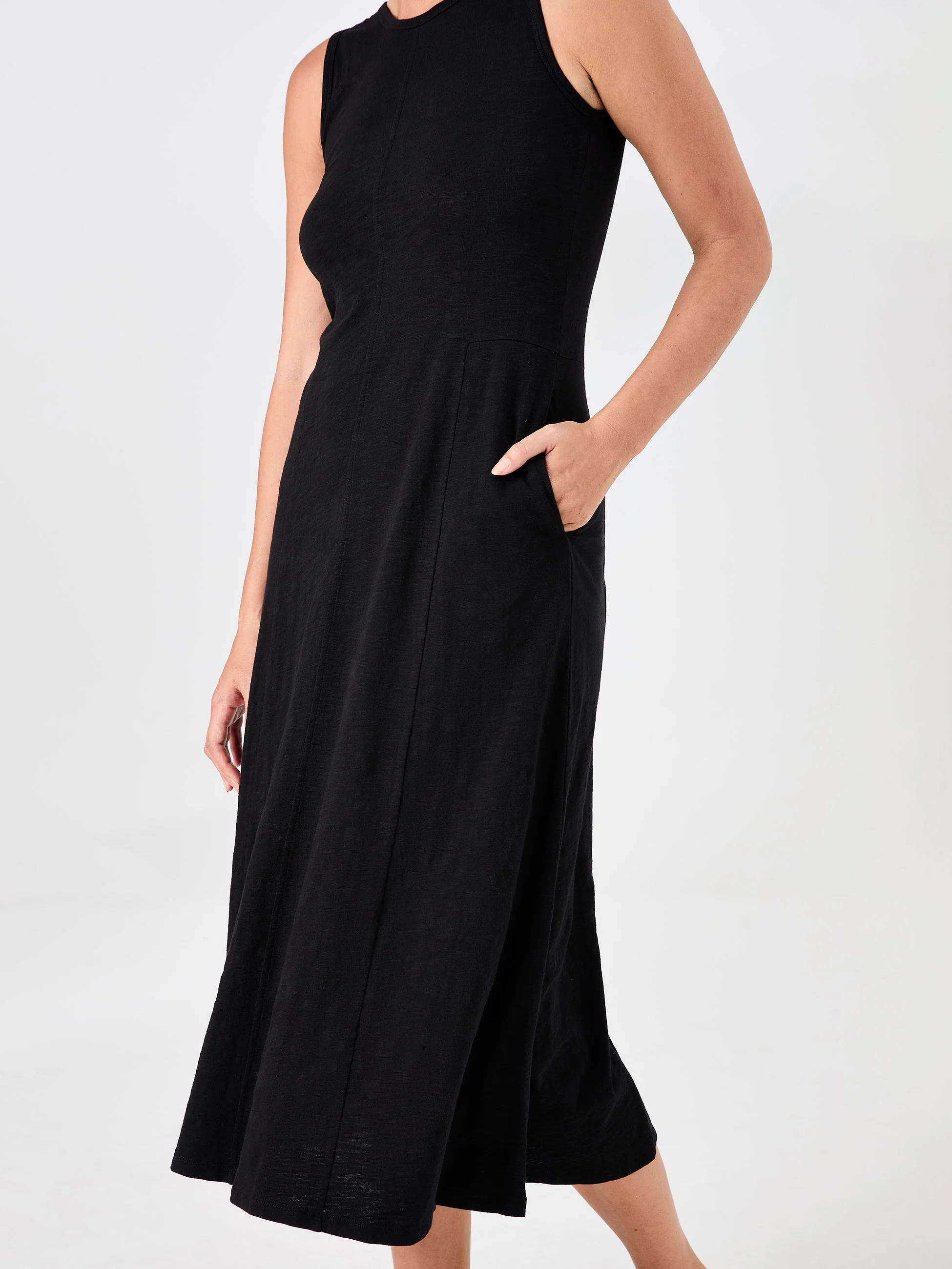 Textured Slub Dress - Black - Image 5