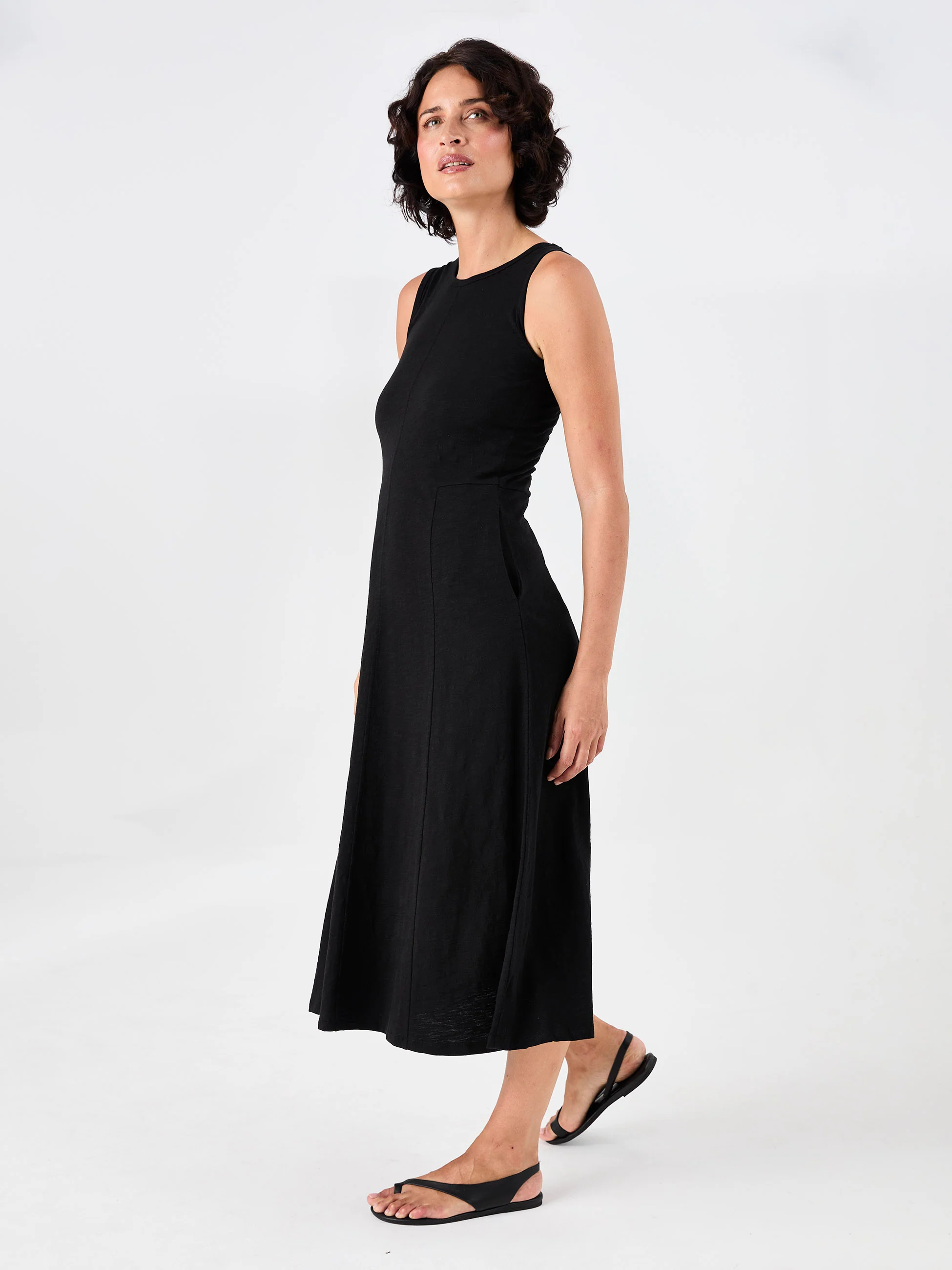 Textured Slub Dress - Black - Image 6