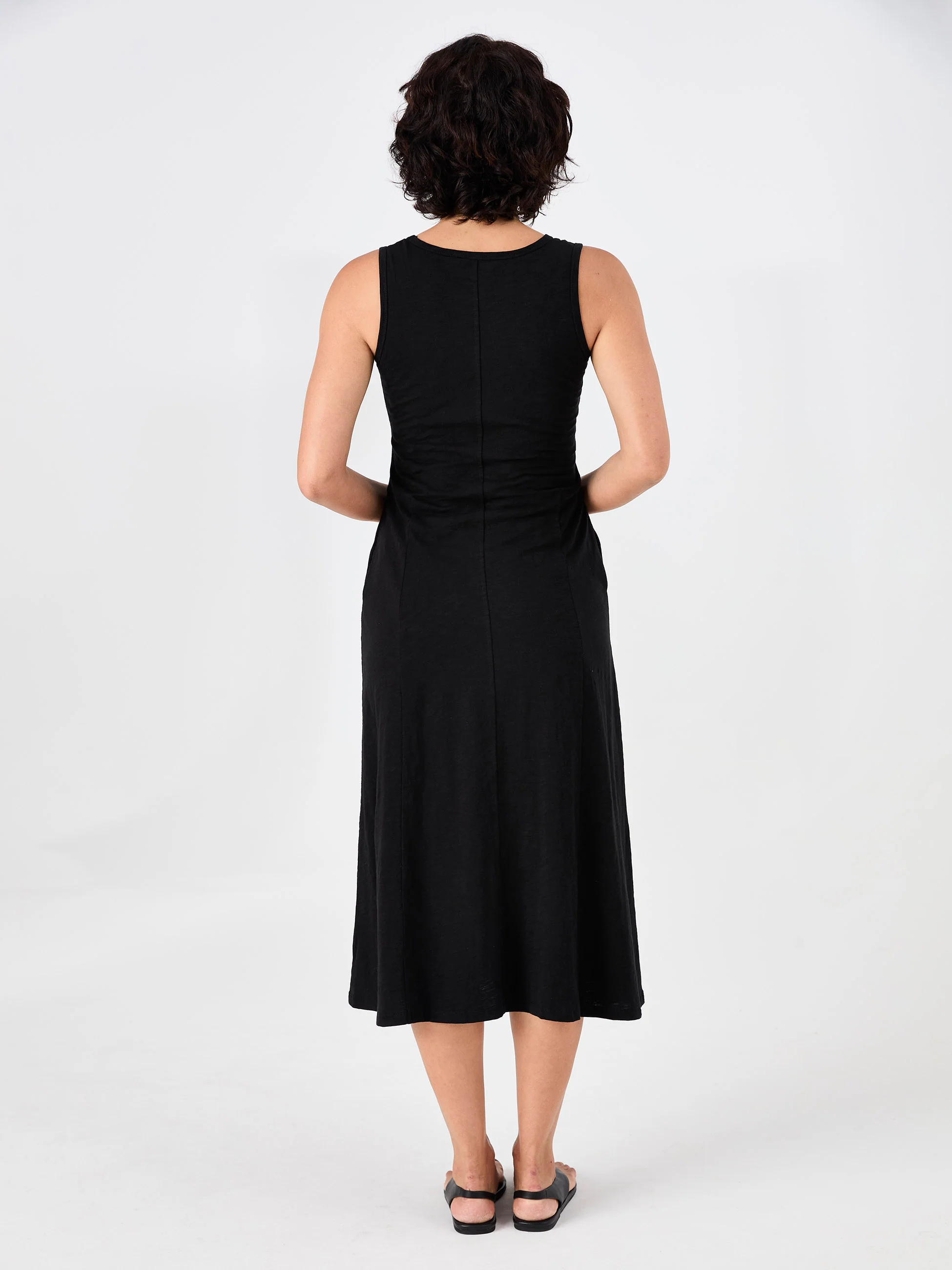 Textured Slub Dress - Black - Image 8