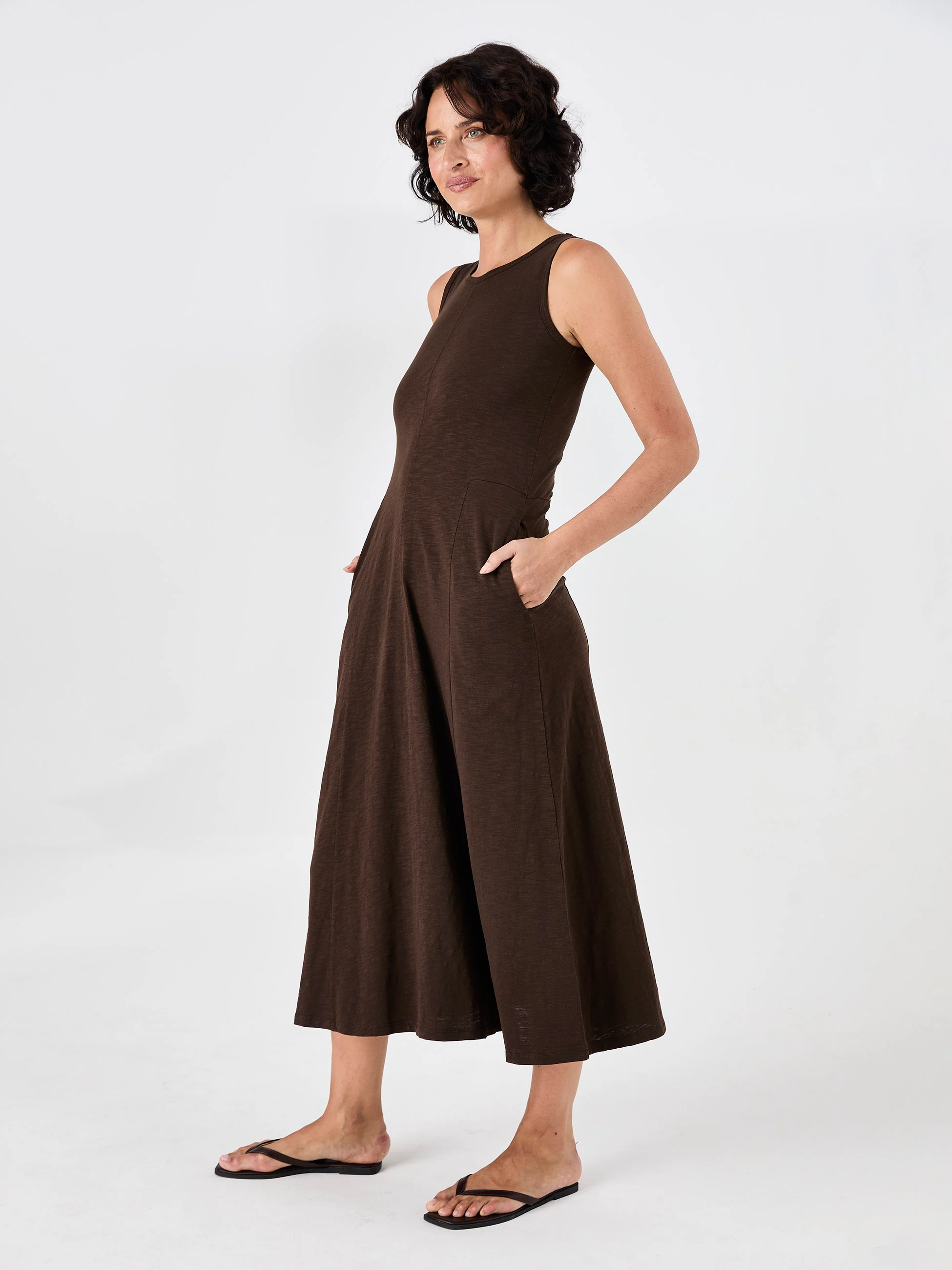 Textured Slub Dress - Coffee Bean - Image 3