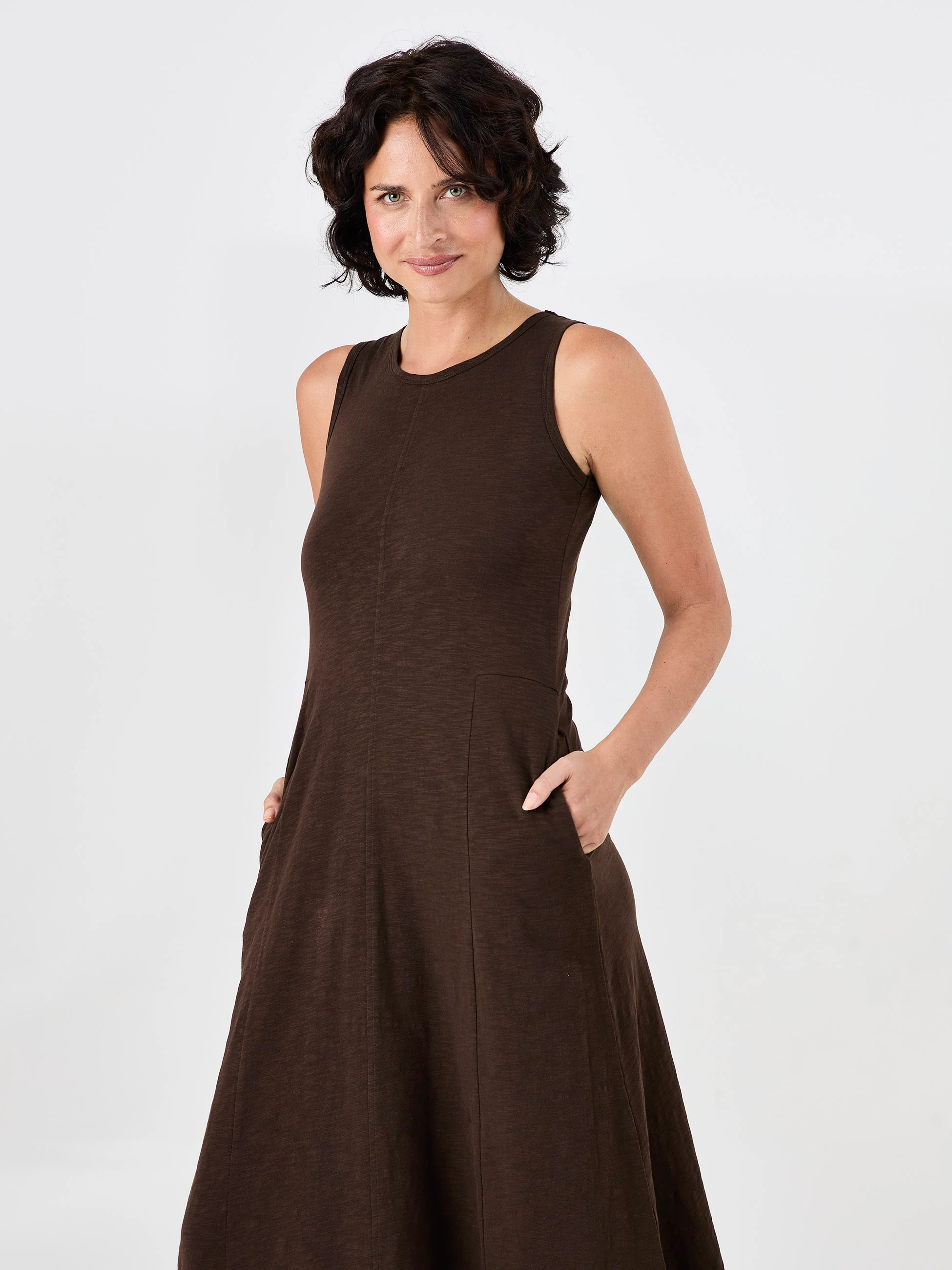 Textured Slub Dress - Coffee Bean - Image 4