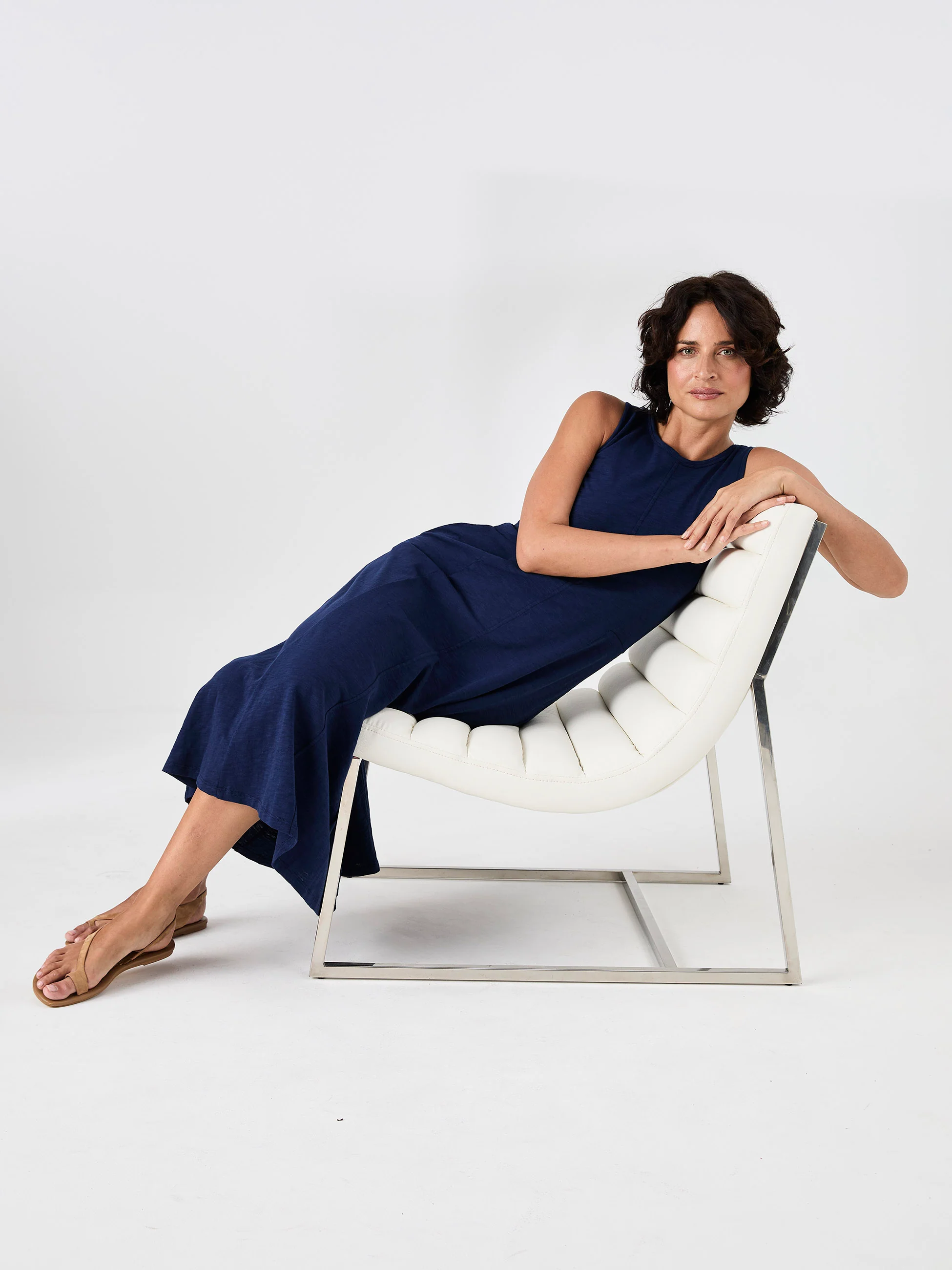 Textured Slub Dress - Midnight Blue - Image 11