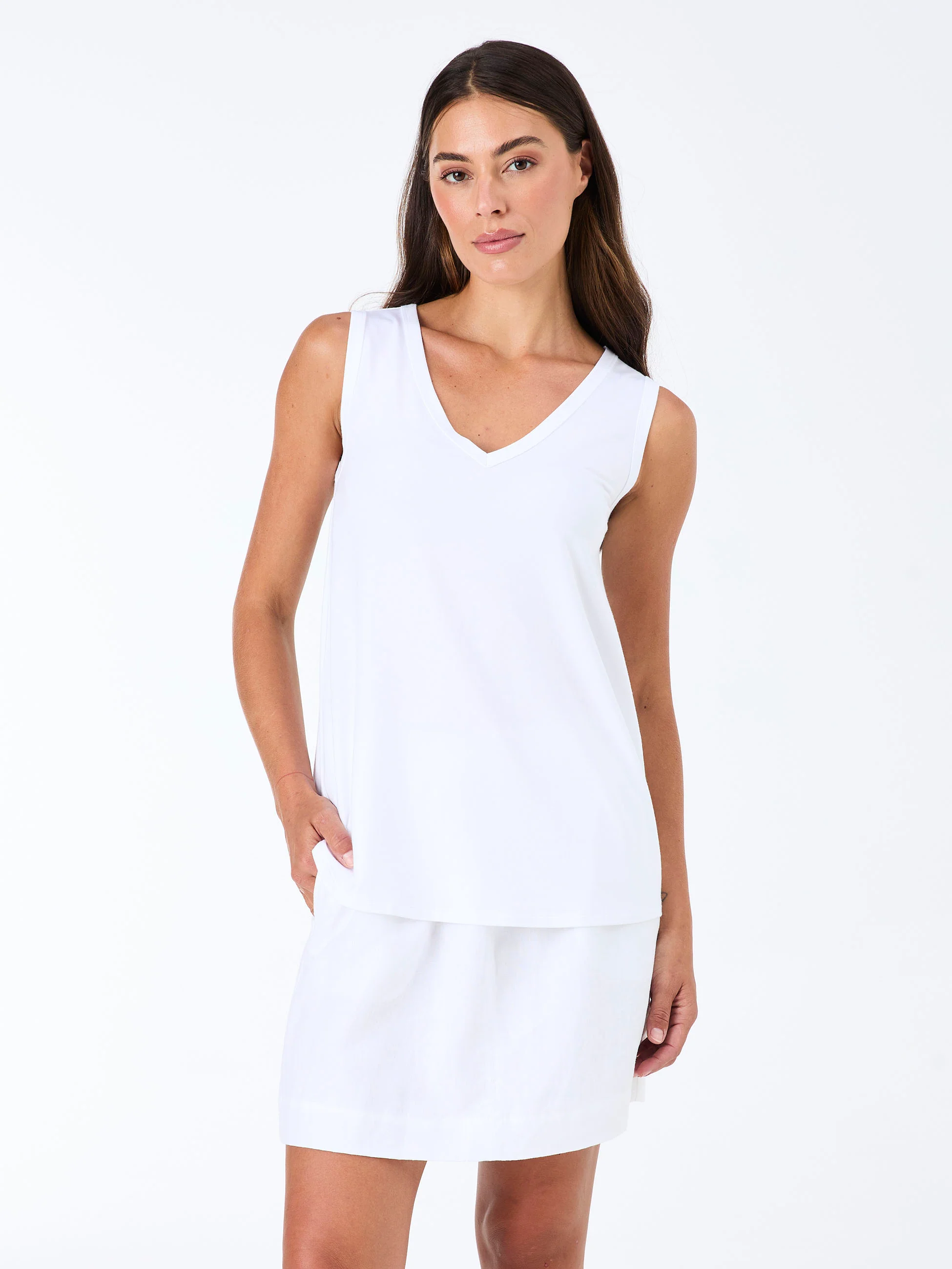 V Neck Swing Top - White - Image 3
